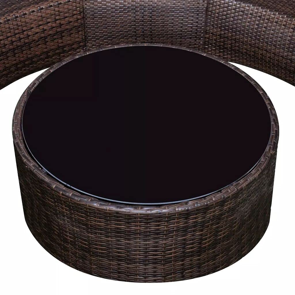2-Piece Outdoor Conversation Set with Washable Cushion Covers - Brown Poly Rattan Garden Lounge Furniture for Patio, Deck, or Backyard Relaxation