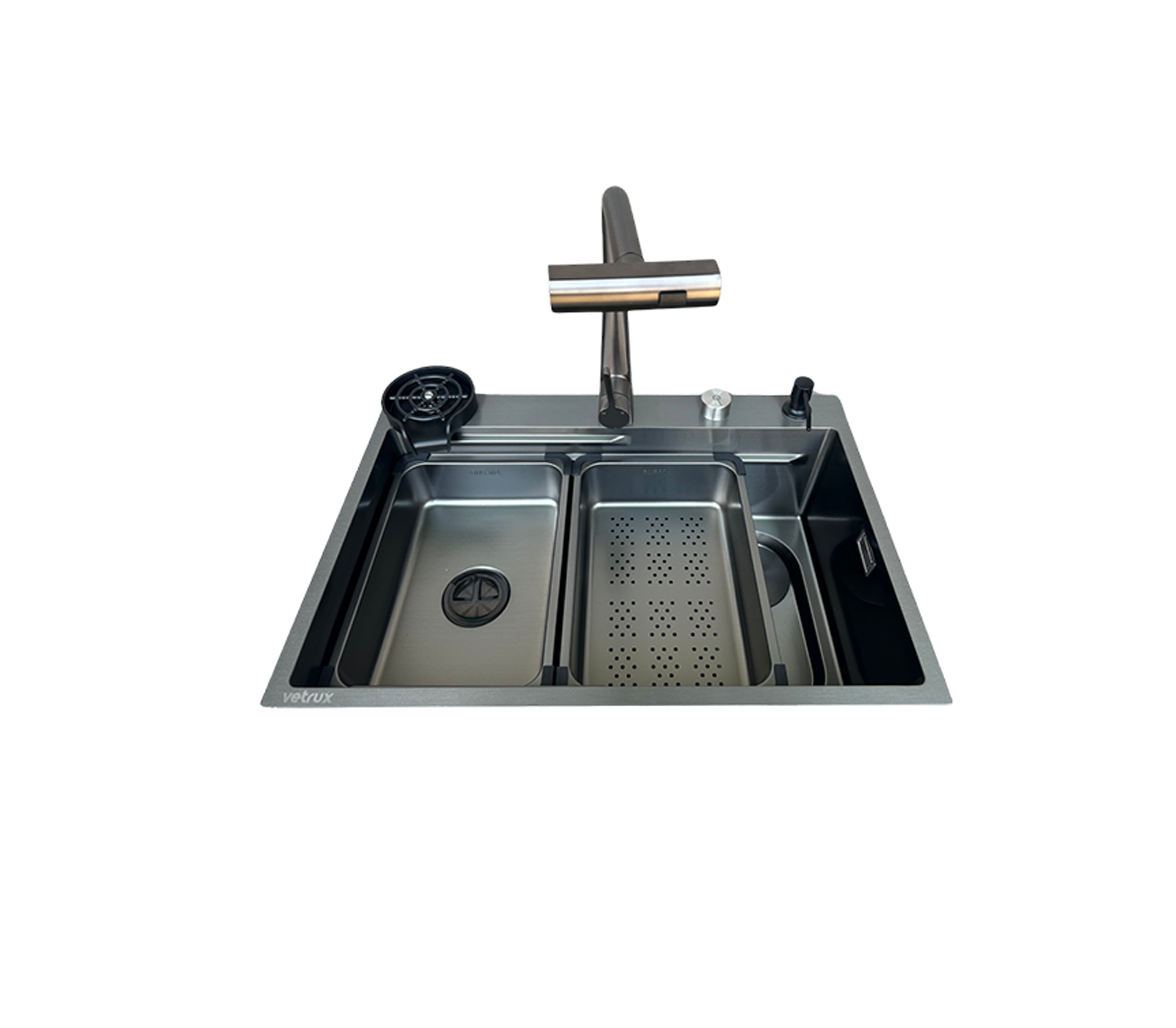 Fregadero Flusso Lite 75 1-Basin Stainless Steel Kitchen Sink with Accessories - Perfect for Modern Home Renovation & Small Space Kitchens