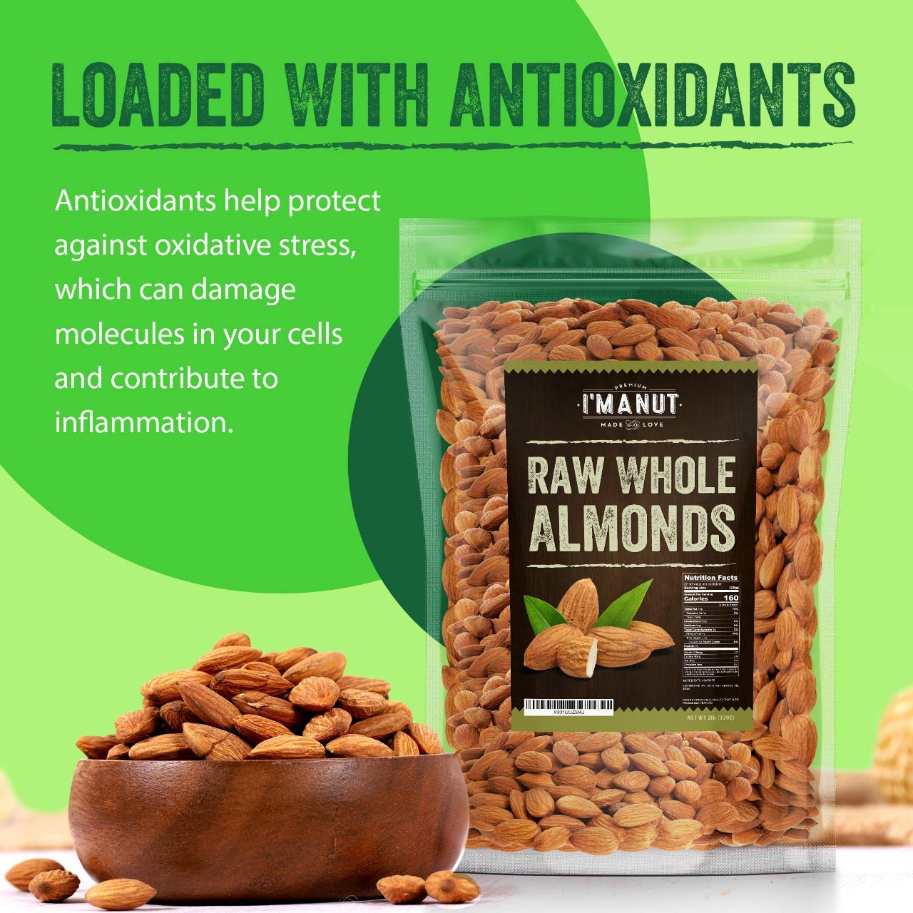 Organic Raw Almonds 48 oz (3 lb) – Natural Whole, Non-GMO, Gluten-Free, Peanut-Free, No PPO or Herbicides | High Protein Snack for Energy & Weight Loss | Perfect for Baking, Salads, Trail Mix & Healthy Snacking