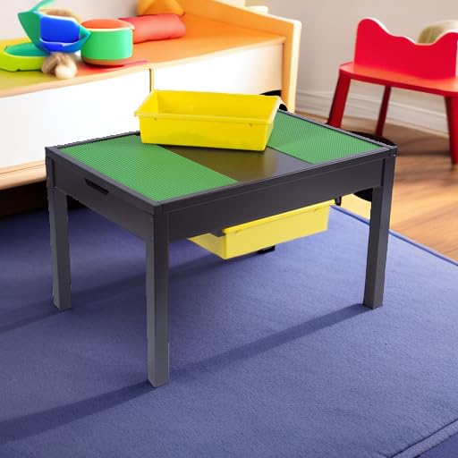 UTEX Large 2-in-1 Kids Activity Table with Storage | Play Table for Boys & Girls Ages 5-12 | Espresso Wooden Toy Organizer | Perfect for Playroom, Classroom & Homeschool Activities