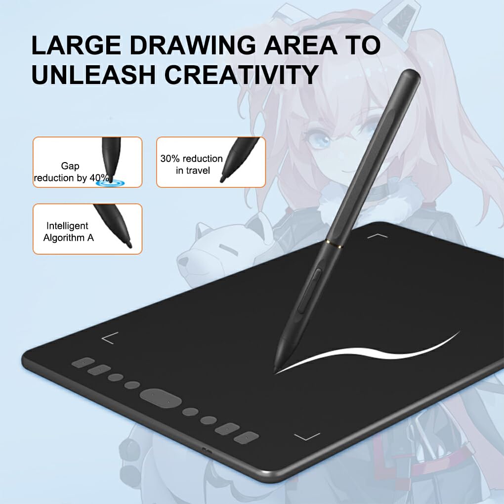 10mm Lightweight Graphic Drawing Tablet for Artists & Designers - 6 Inch Digital Pen Tablet with Inspiroy Stylus & 6 Shortcut Keys - Perfect for Digital Art, Animation, Online Teaching & Remote Work