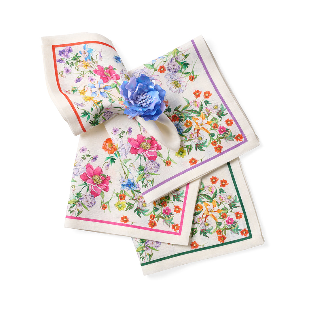 Premium Molti Fiori Italian Napkins Set of 4 - Elegant Floral Design Cotton Table Linens for Dining, Parties & Home Decor