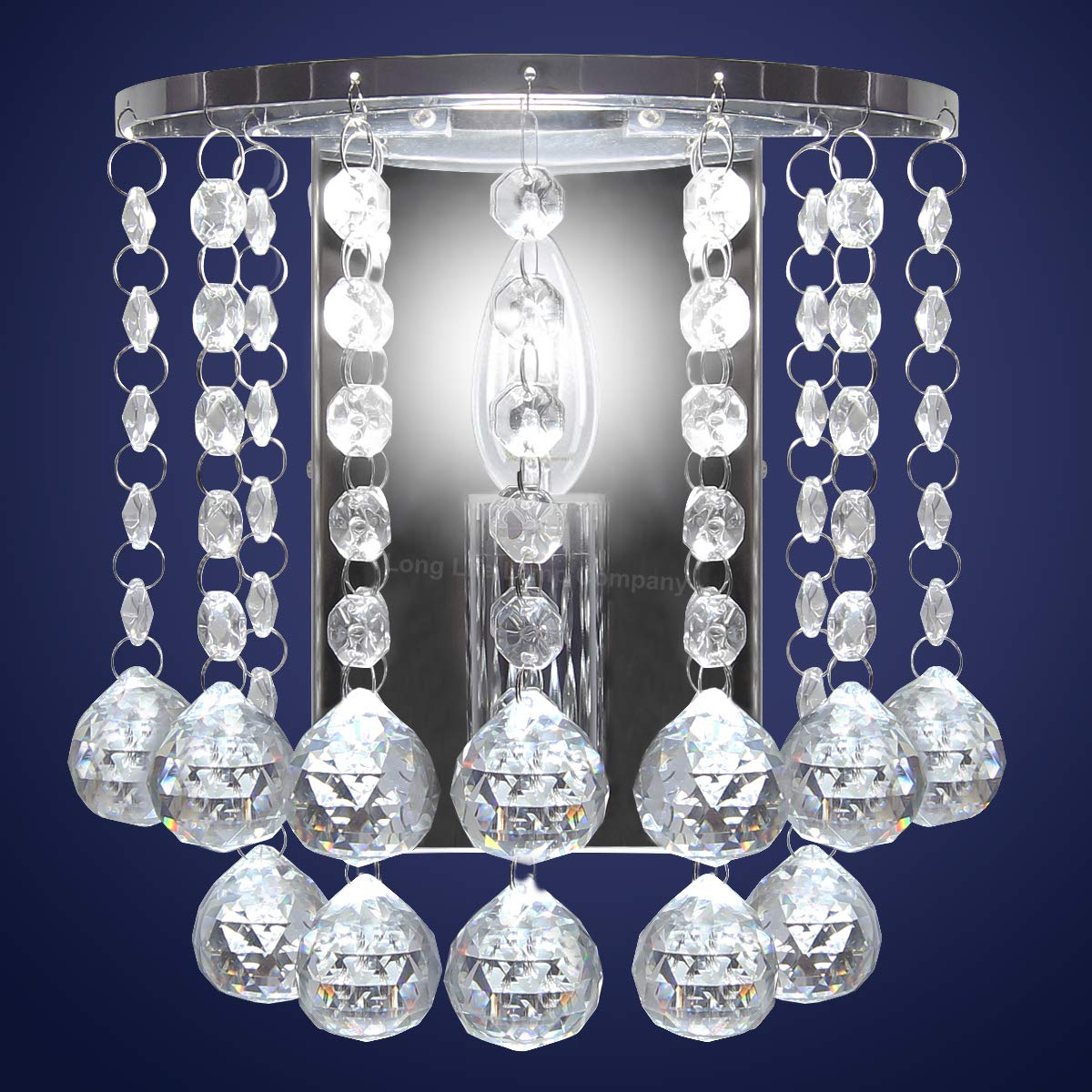 Modern Polished Chrome Crystal Droplet Chandelier - Elegant Candle Wall Light for Dining Room, Bedroom & Living Room Decor - Dimmable LED Lighting Fixture WDW86131CC