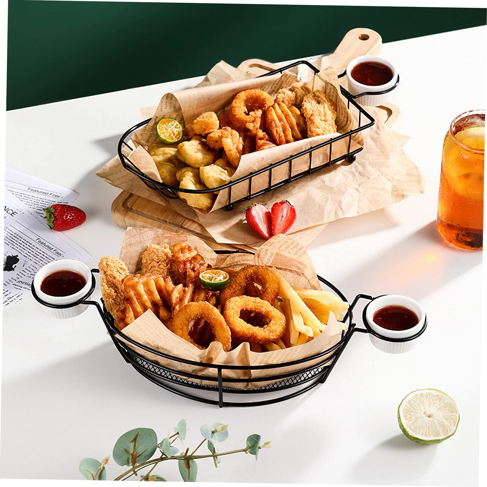 Cabilock Metal Fry Basket Set with Sauce Cup - Kitchen & Restaurant Use