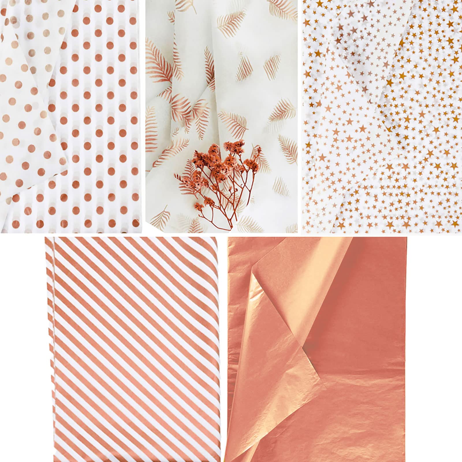 50 Sheets Rose Gold Tissue Paper, 20