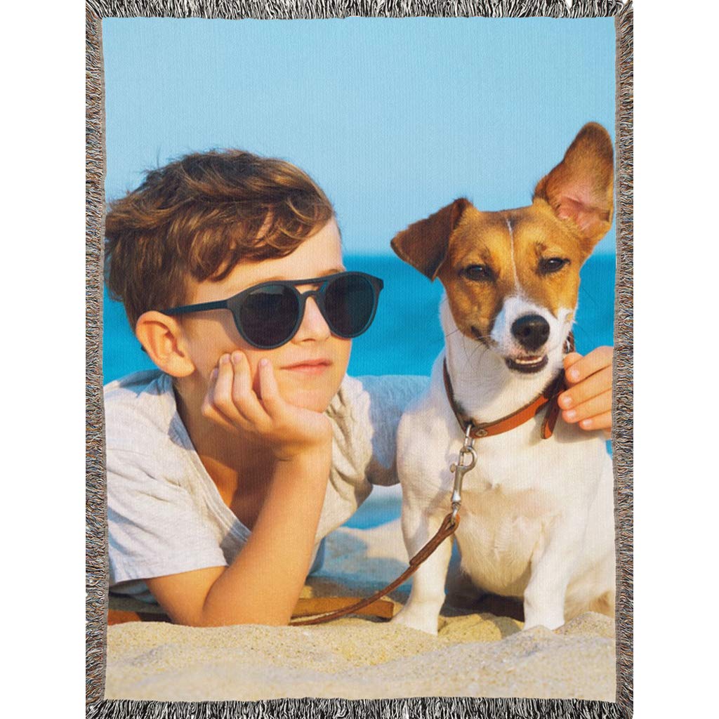 Custom Personalized Woven Blanket with Your Photo - 100% Soft Cotton, 60'' x 80'' - Perfect for Home Decor, Wedding Gifts & Cozy Family Keepsakes