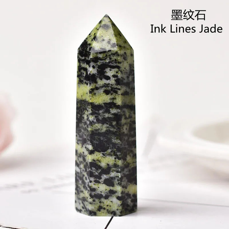 Natural Green Moss Agate Crystal Point - 60-70mm Transparent Quartz Stone for Home Decor, Feng Shui, Jewelry Making & Healing Meditation (1PC)