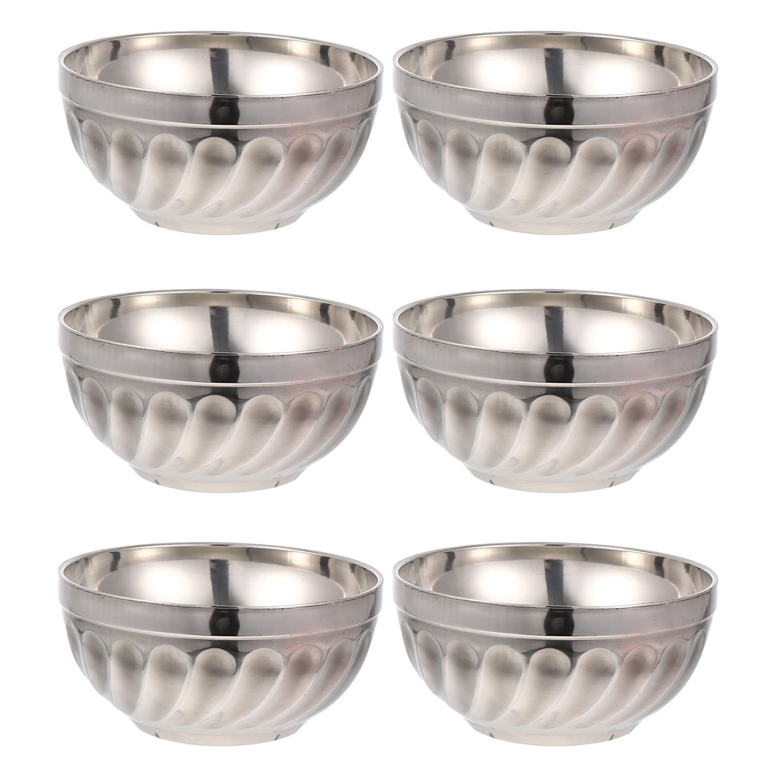 UPKOCH 6-Piece Stainless Steel Bowls Set - Heat Resistant & Insulated Rice Bowls for Serving Food at Home - Perfect for Dining, Meal Prep & Picnics