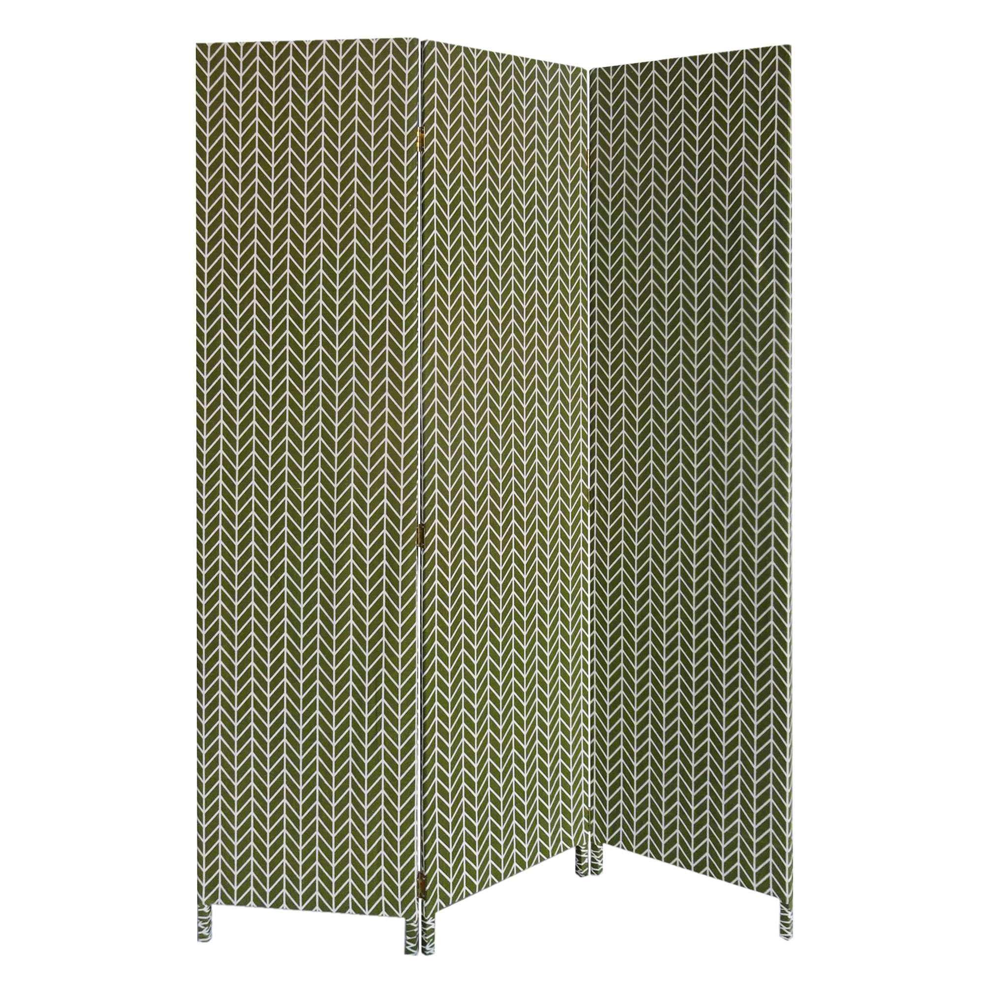 3 Panel Green Soft Fabric Room Divider - Privacy Screen for Home Office, Bedroom & Dorm - Lightweight Folding Partition for Space Separation
