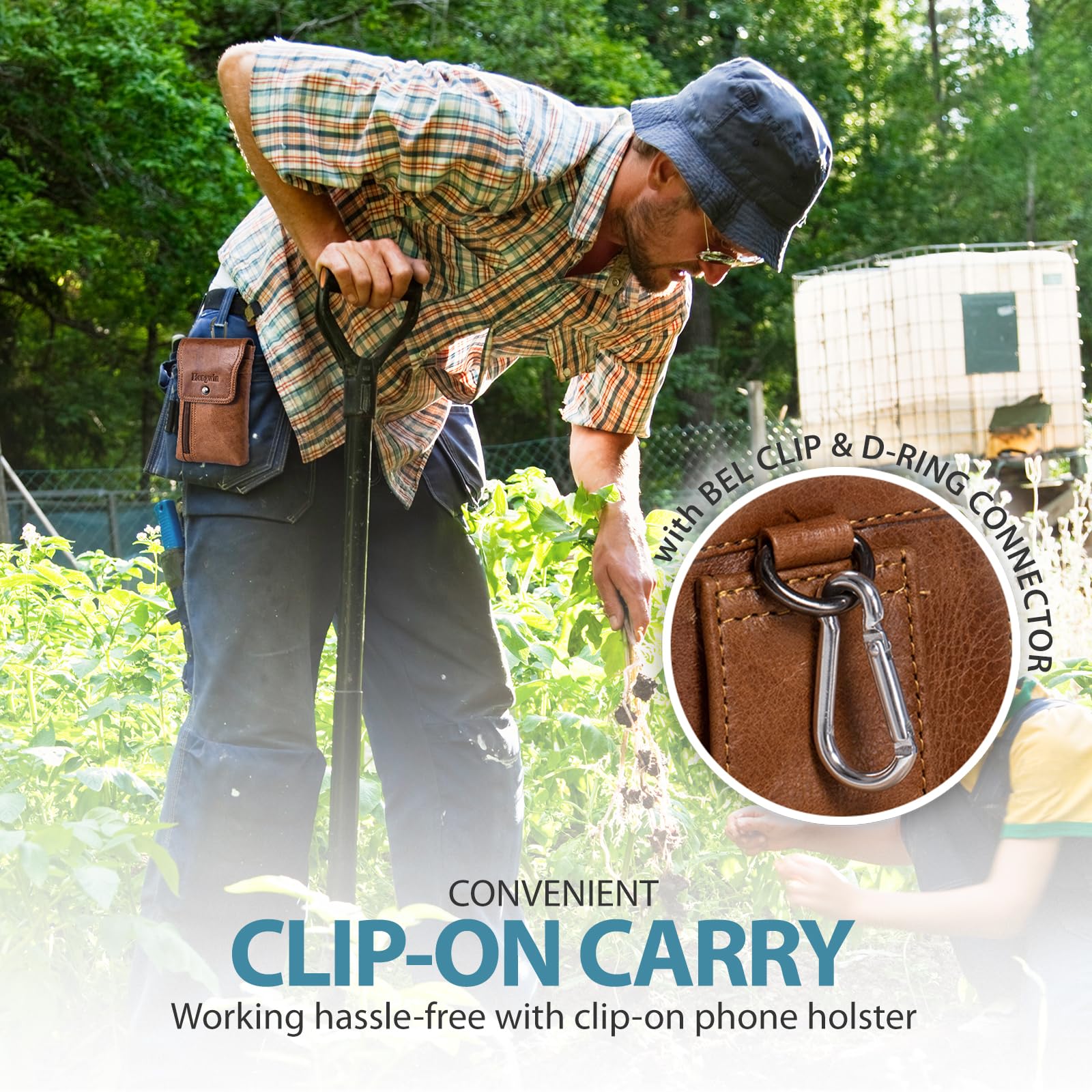 Premium Leather Belt Phone Holster for iPhone 16 Pro Max/15 Pro Max/13 Pro Max & Samsung Galaxy S25/S24/S23 Ultra - Adjustable Belt Clip Pouch Case (Brown) - Perfect for Work, Outdoor Activities & Hands-Free Convenience