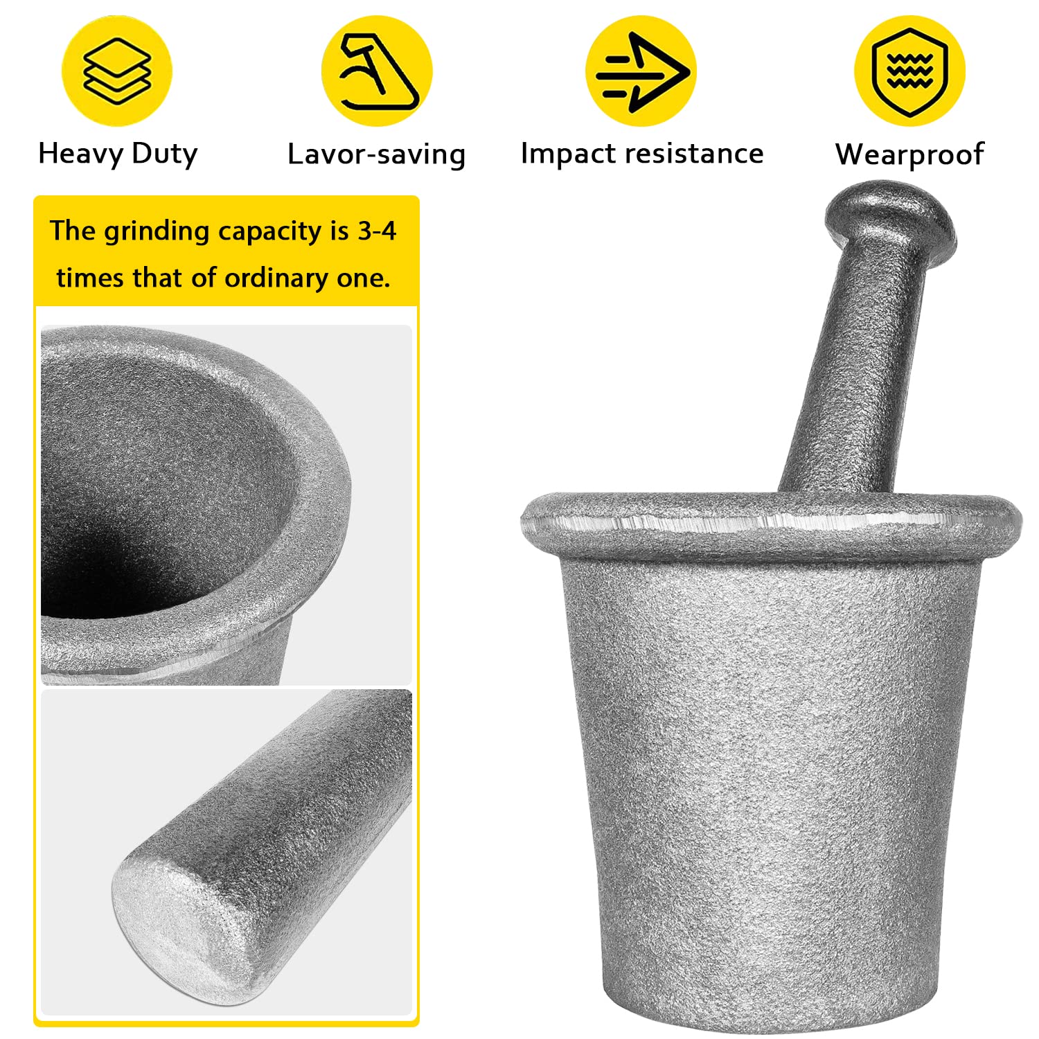Yousme Extra Large Cast Steel Mortar and Pestle Set - Heavy Duty Rock Crusher for Gold Mining, Quartz Grinding, Ore Pulverizing & Prospecting - Perfect for Geology Labs, Assay Testing & DIY Gold Recovery