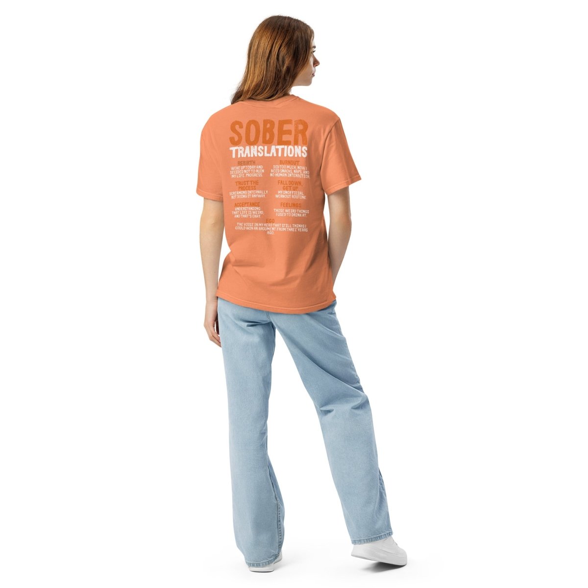 Premium Heavyweight T-Shirt with Phoenix Front Embroidery & Back Print - Sober Translations Vol.4 - Streetwear, Casual Wear & Festival Fashion