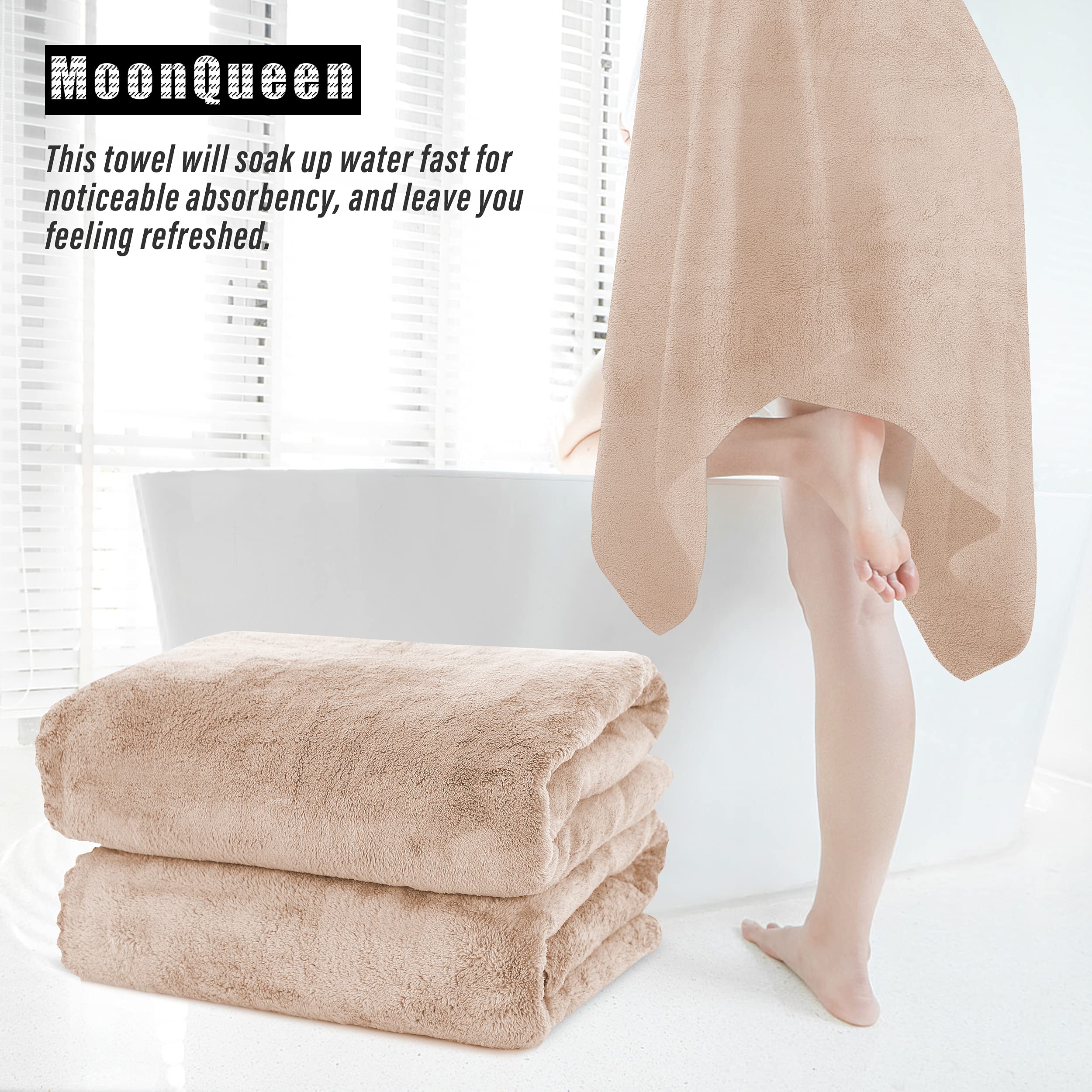 MOONQUEEN 2 Pack Premium Quick Dry Microfiber Coral Velvet Bath Towels - Super Absorbent, Soft & Lightweight - Perfect for Bathroom, Shower, Gym, Yoga, Spa & Travel - Brown Luxury Towel Set