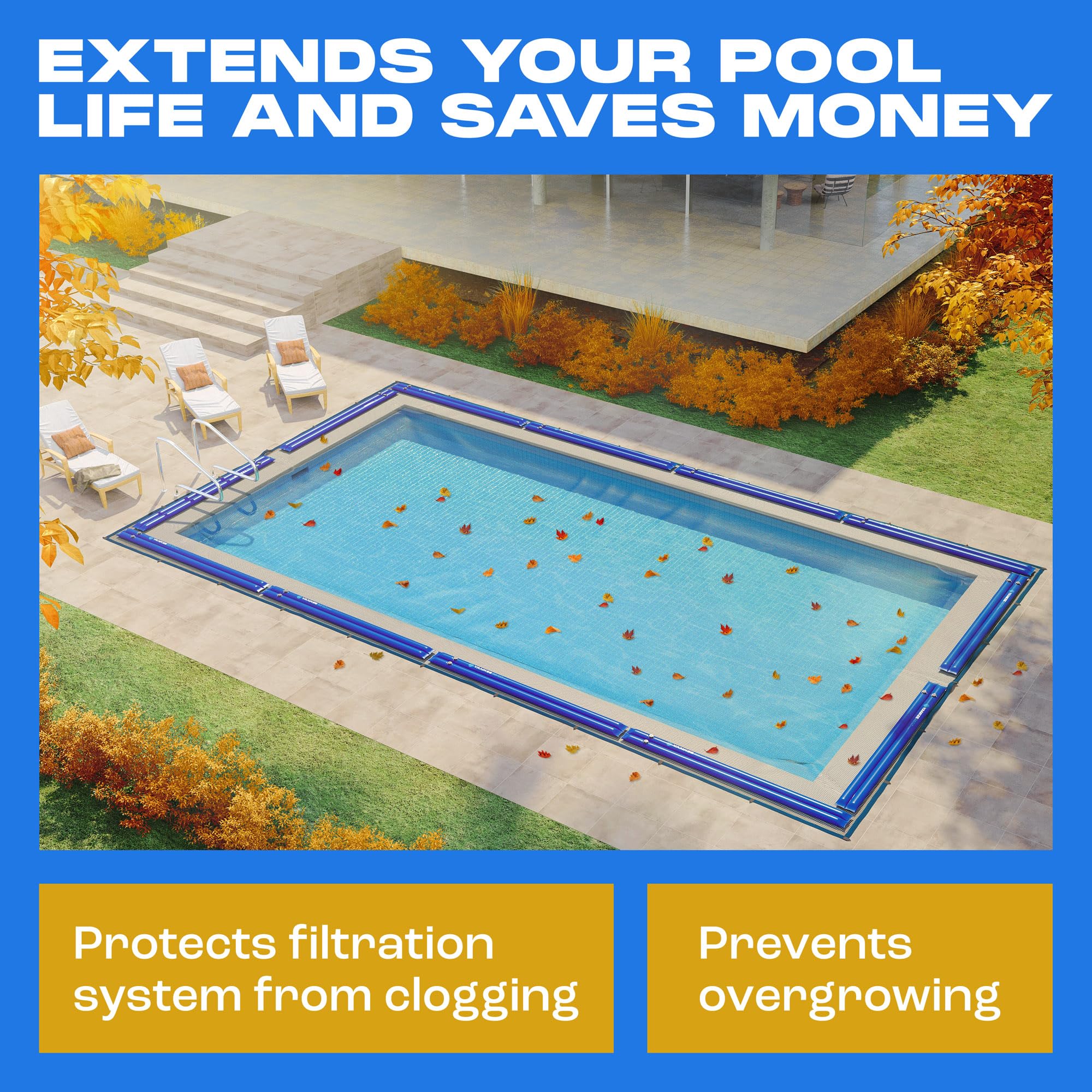Heavy-Duty 30x50 Ft. Rectangular In-Ground Pool Leaf Net Cover - 0.15