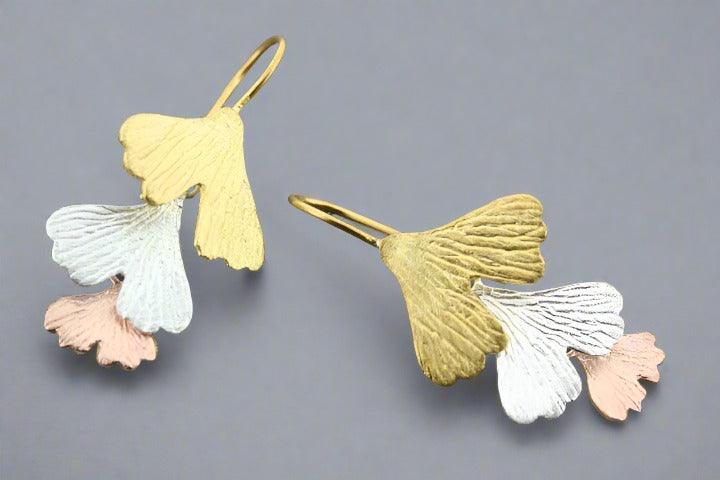 Elegant Ginkgo Leaf Drop Earrings for Women - Silver, Gold, Rose Gold - Perfect for Weddings, Parties & Everyday Wear