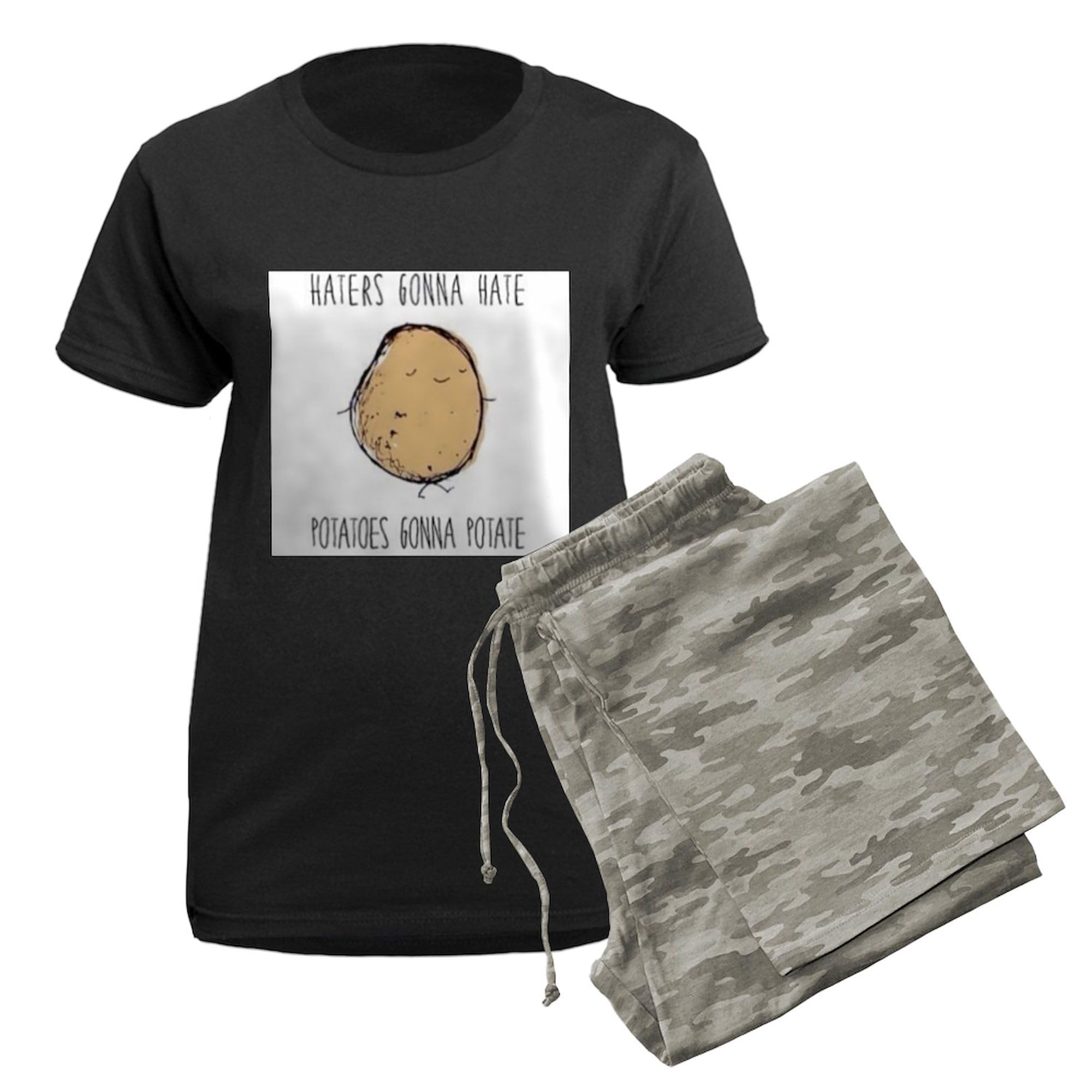 Haters Gonna Hate Potatoes Gonna Potate Women's Novelty Pajama Set - Funny Sleepwear for Women - Cozy Lounge & Sleep Pajamas for Relaxing at Home