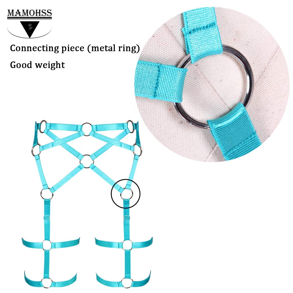 MAMOHSS Women's Sexy Harness Garter Belt - Hollow Out Lace Elastic Adjustable Plus Size Thigh Straps for Lingerie, Boudoir, Role Play & Special Occasions