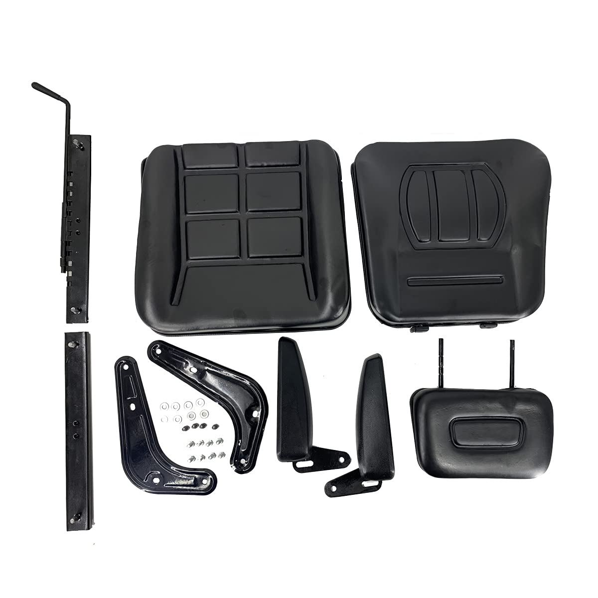 Universal Heavy-Duty Forklift Seat with Adjustable Armrest, Backrest & Headrest - Ergonomic Suspension Seat with Slide Rails - Fits Excavators, Forklifts, Tractors & Skid Steer Loaders - Ideal for Construction, Warehouse & Industrial Equipment Operators
