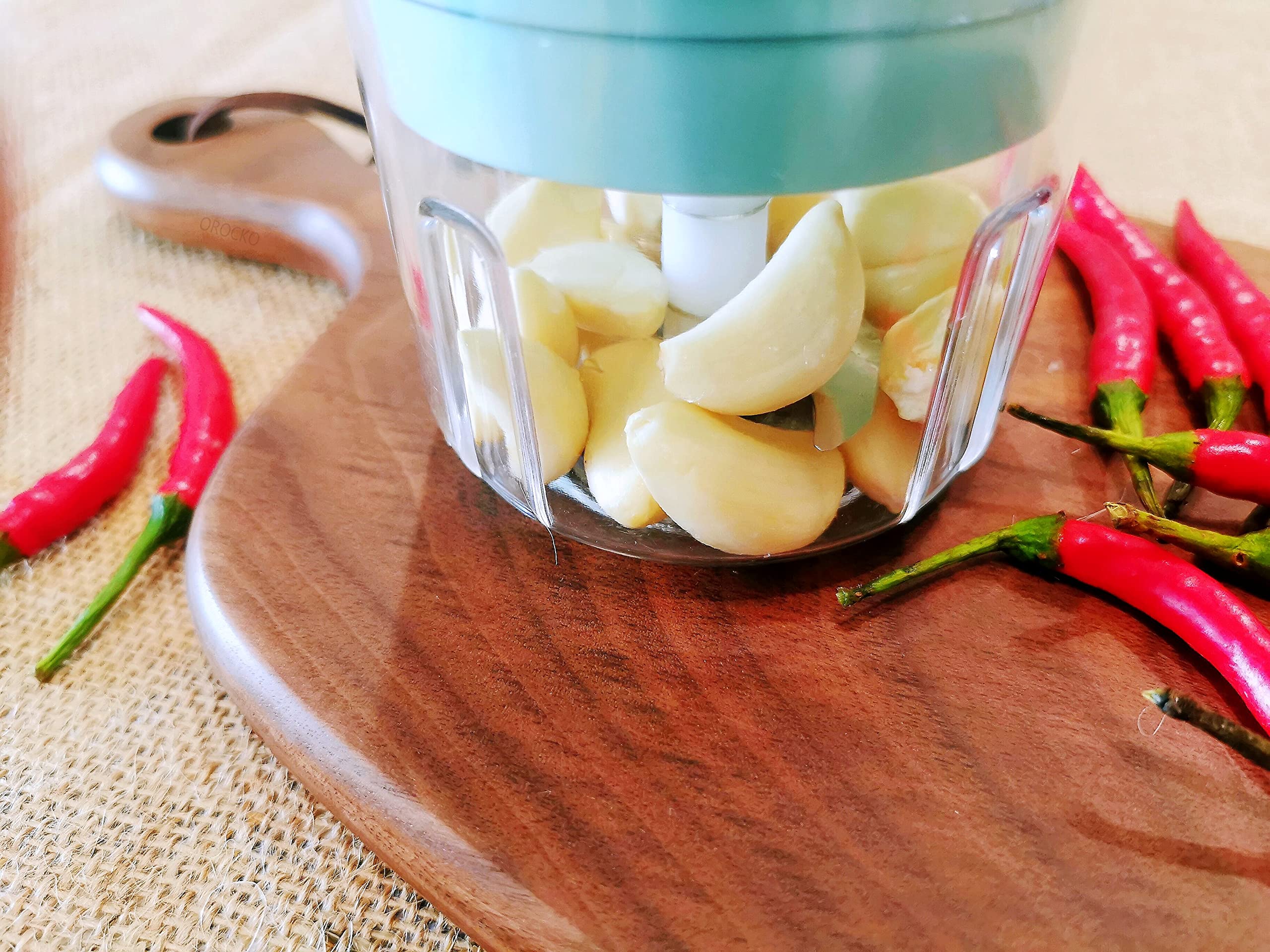 Electric Garlic Chopper & Food Processor - USB Rechargeable Mini Mincer for Vegetables, Meats & Spices | 250ml Portable Kitchen Gadget | Perfect for Meal Prep, Camping & Small Kitchens | OROCKO Green