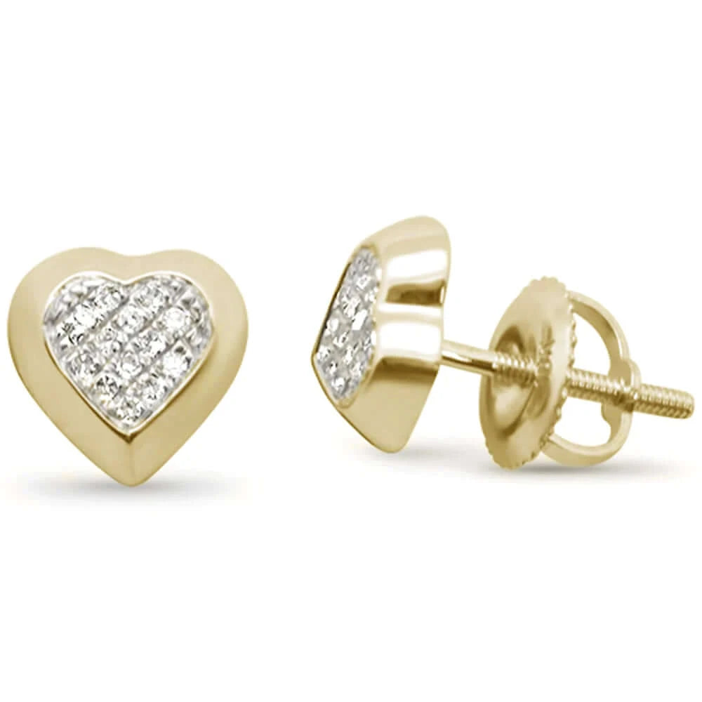 10K Yellow Gold Diamond Heart Shaped Earrings for Women - 0.09 Carat Stud Earrings | Perfect Gift for Valentine's Day, Anniversary & Special Occasions