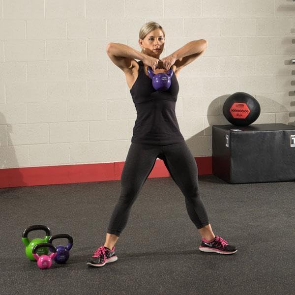 Body-Solid Vinyl Coated Kettlebells with Ergonomic Grip Handles - Ideal for Weight Training, Core Workouts & Home Gym Equipment | Perfect for CrossFit, HIIT & Strength Training