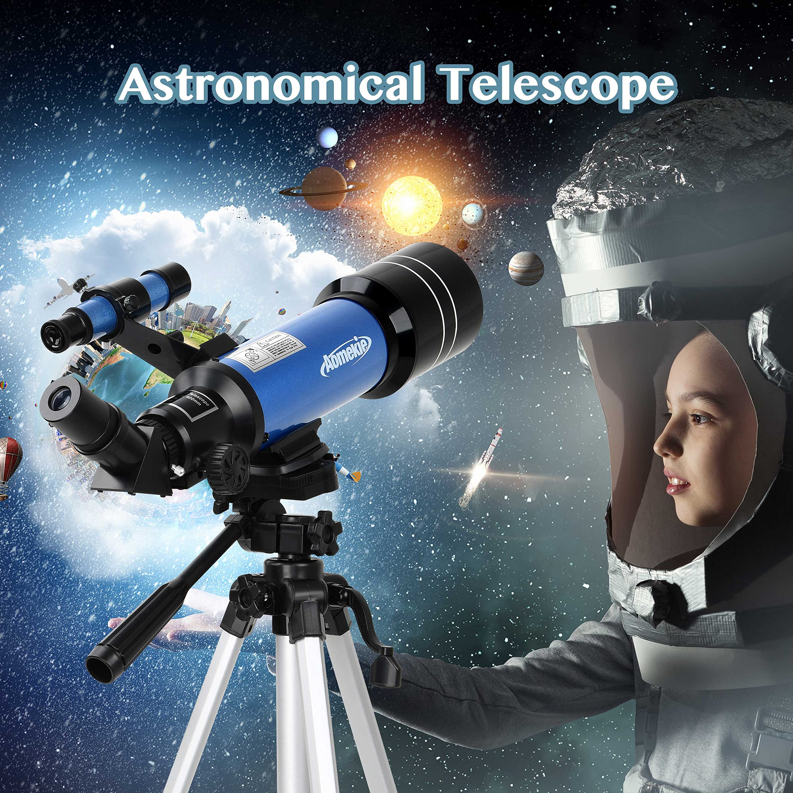 AOMEKIE 70mm Astronomy Telescope for Adults & Beginners - Portable Travel Telescope with Adjustable Tripod, 3X Barlow Lens, Phone Adapter & Backpack - Perfect for Stargazing, Moon Observation & Outdoor Adventures