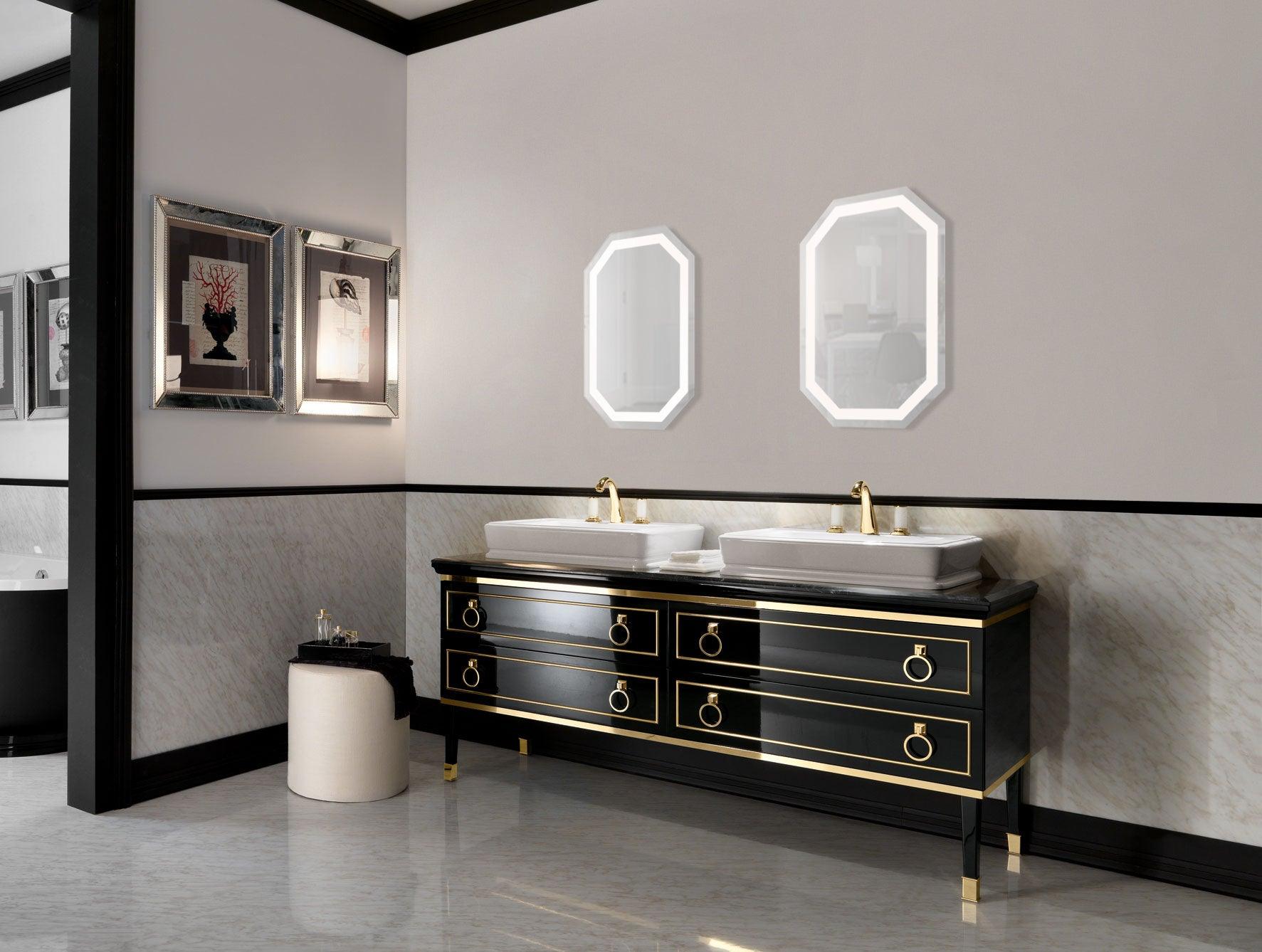 Krugg Tudor 20x30 Inch LED Bathroom Mirror with Adjustable Dimmer & Anti-Fog Function - Perfect for Vanity, Makeup, and Modern Bathroom Decor