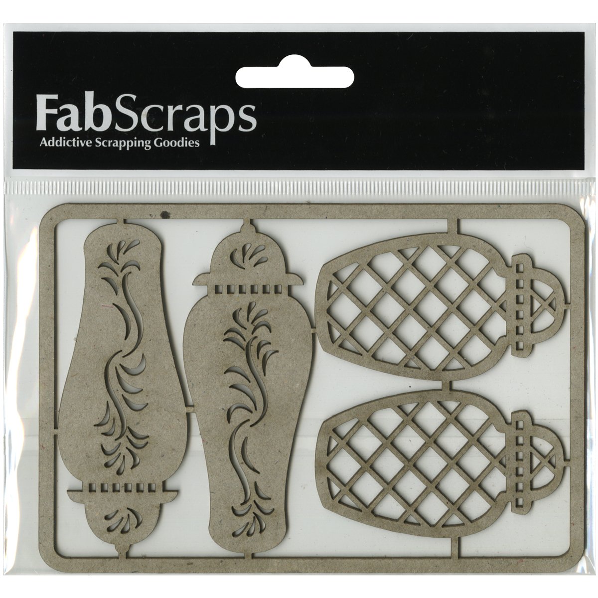 Fabscraps Die-Cut 4 Ginger Jars Chipboard Embellishments - 3.5