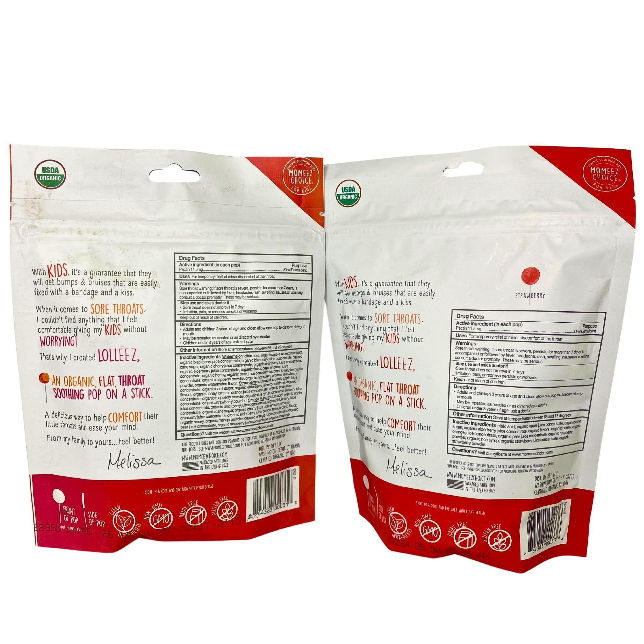 Organic Throat Soothing Lollipops for Kids - LOLLEEZ Sugar-Free Flat Pops (30 Pack) - Perfect for Cough Relief, School Snacks & Travel Treats