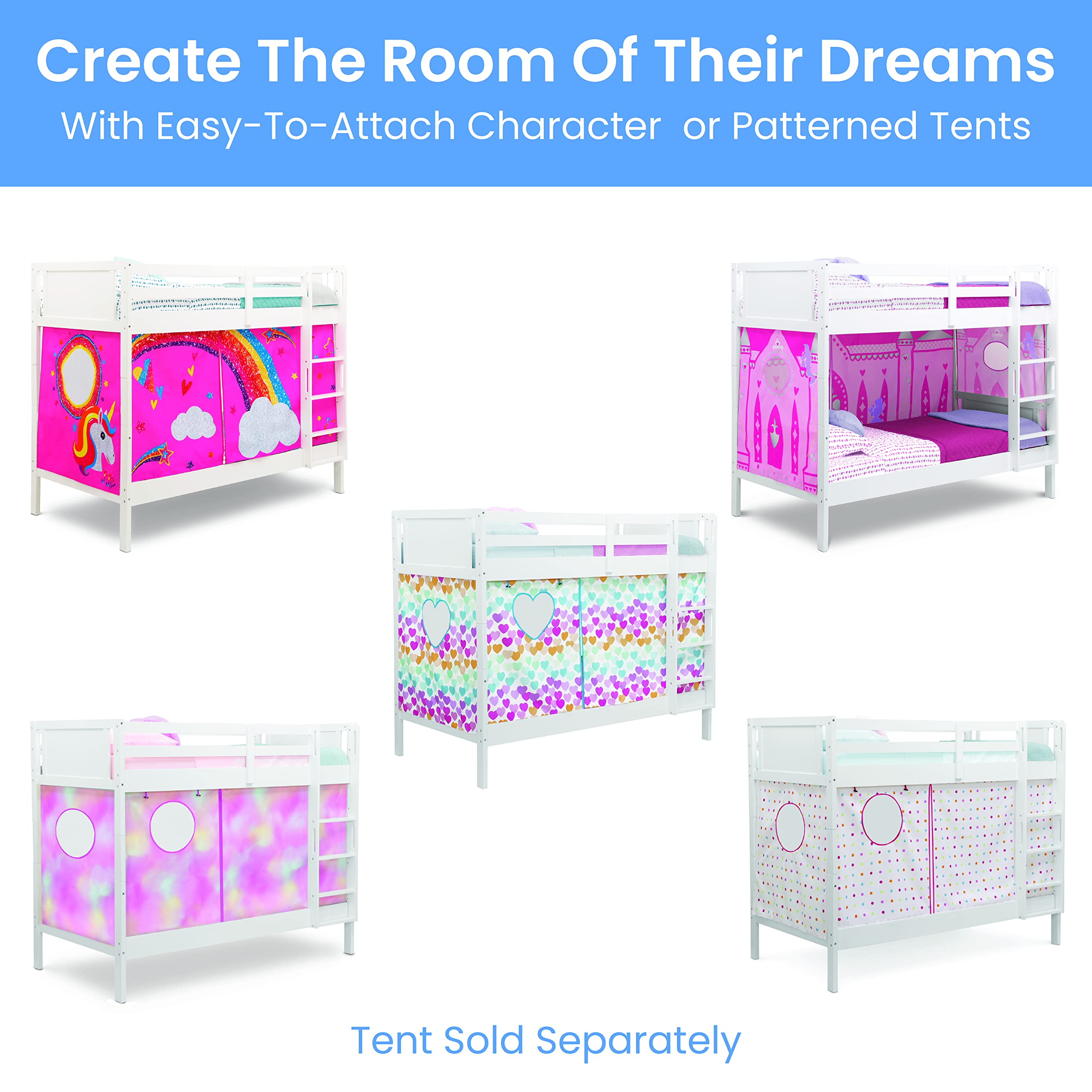 Delta Children White Convertible Twin Over Twin Wood Bunk Bed with Ladder & Guardrails - Converts to 2 Standalone Twin Beds - Sturdy & Safe Kids Bedroom Furniture for Small Spaces - Ships in 2 Boxes | Perfect for Shared Kids Rooms, Sleepovers & Space-Saving Solutions