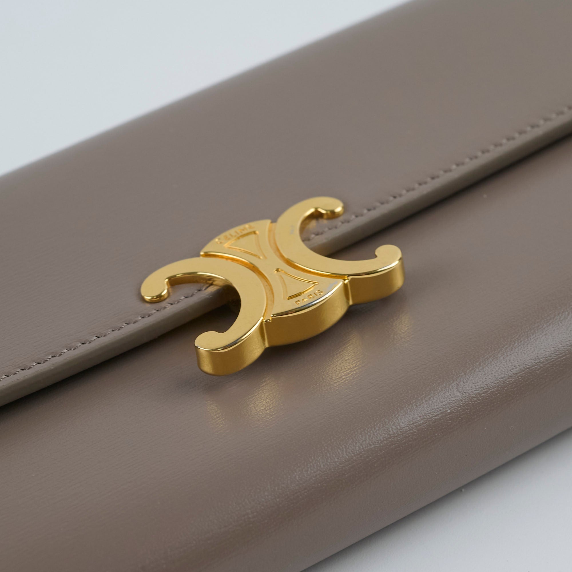 Celine Triomphe Wallet in Shiny Calfskin & Pebble Leather - Luxury Women's Designer Wallet for Everyday Use & Special Occasions
