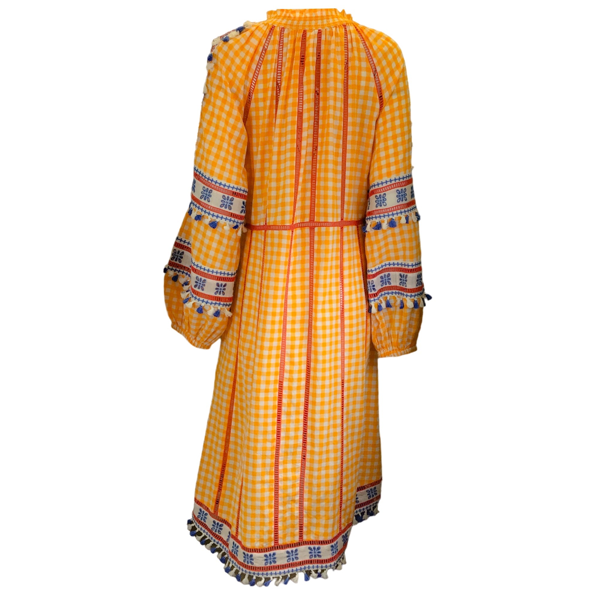 Mustard Yellow Embroidered Gingham Print Alexa Dress for Women | Vintage-Inspired Summer Dress | Perfect for Beach Vacations, Garden Parties & Date Nights