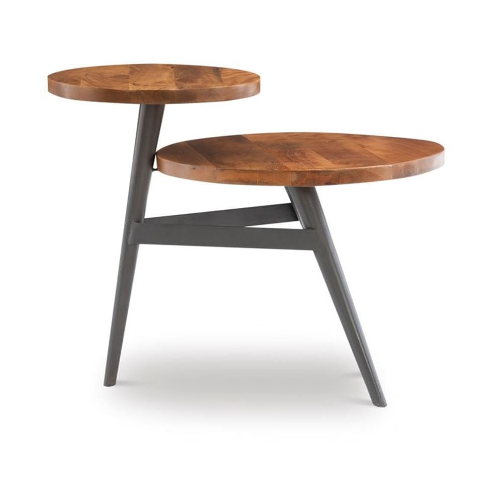 Pemberly Row Modern Two-Tiered Metal Side Table - Gunmetal Gray Finish | Stylish End Table for Living Room, Bedroom, or Office Décor