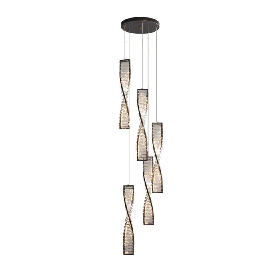 Elegant Spiral Strip Crystal Pendant Light - Modern Chandelier for Dining Room, Living Room & Bedroom Decor