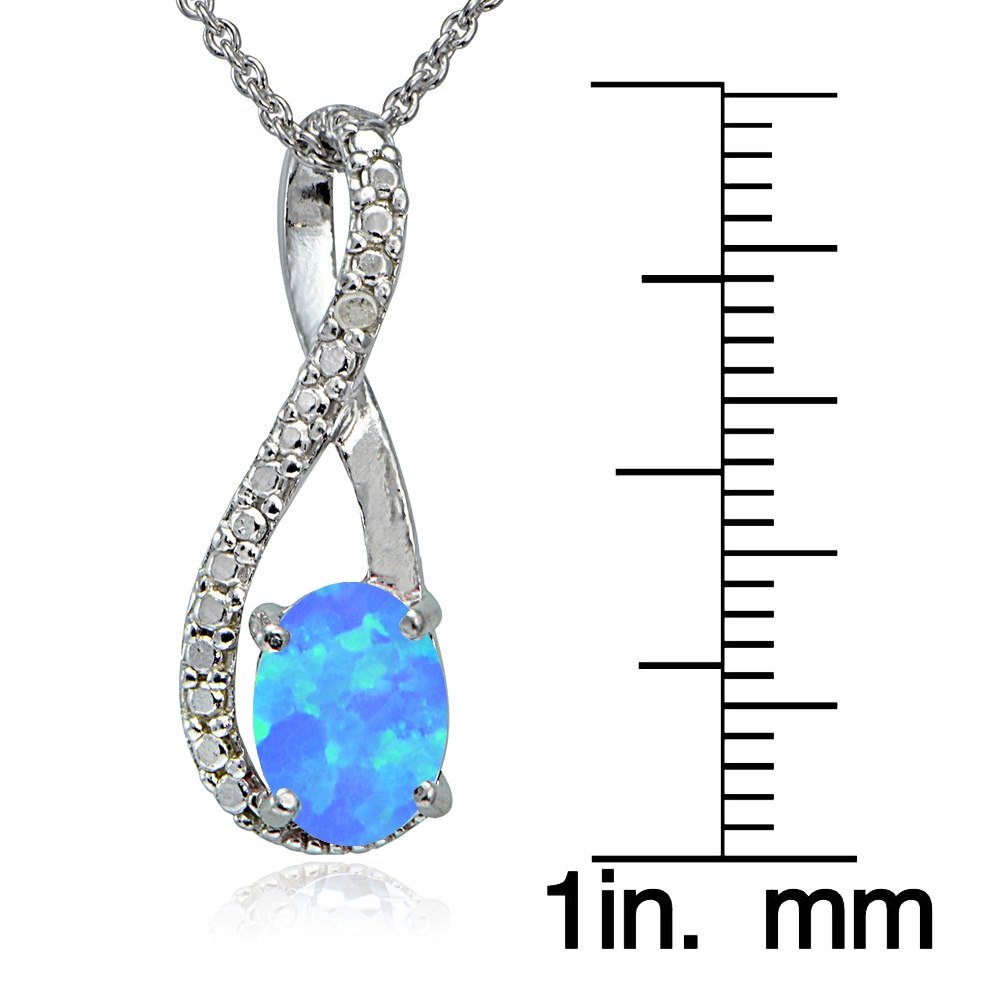 Elegant Sterling Silver Twist Necklace with Synthetic Opal & Diamond Accents | Perfect for Weddings, Anniversaries & Special Occasions