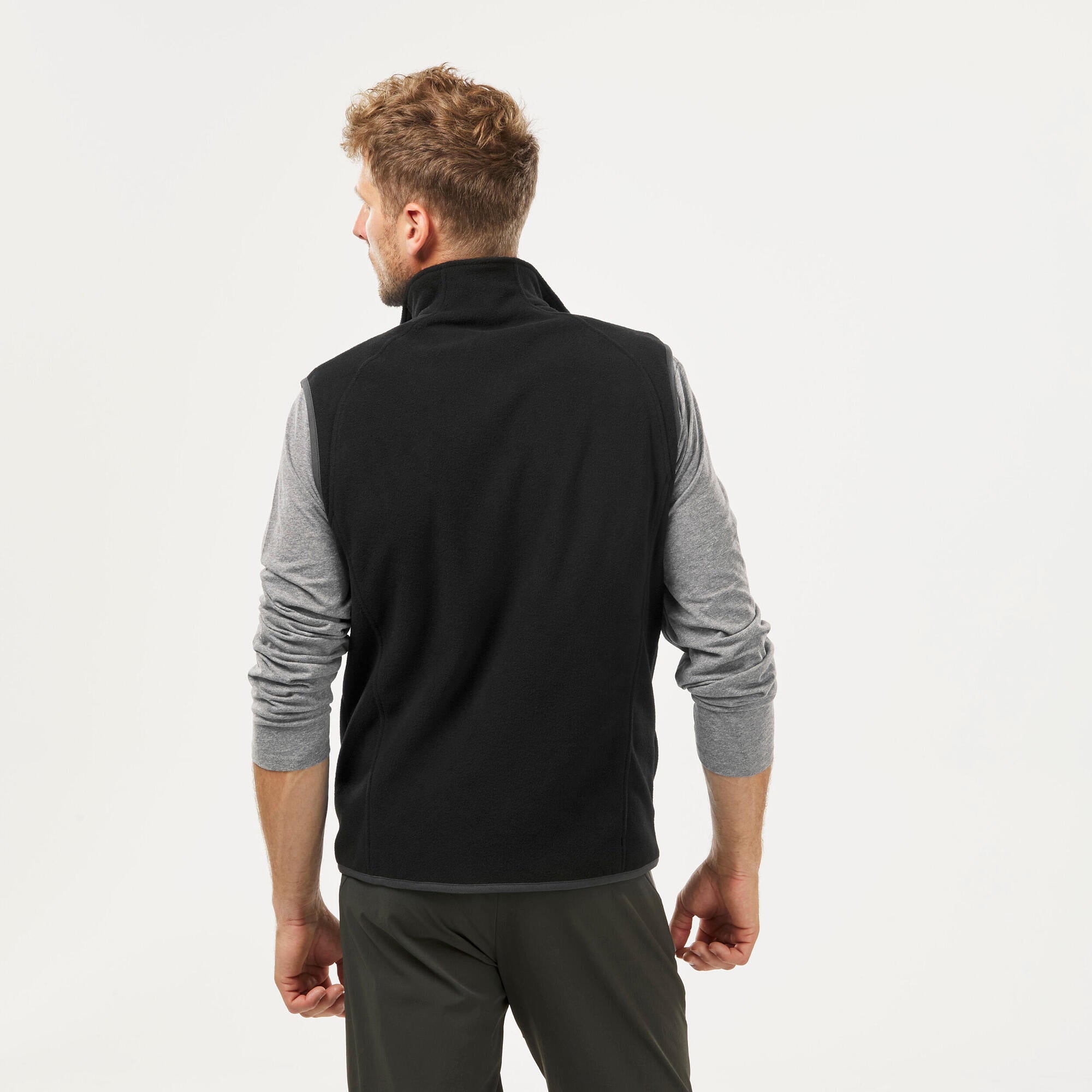 Quechua Men's MH120 Fleece Vest - Lightweight Warm Winter Jacket for Outdoor Hiking & Camping | Water-Resistant & Breathable | Perfect for Cold Weather Activities