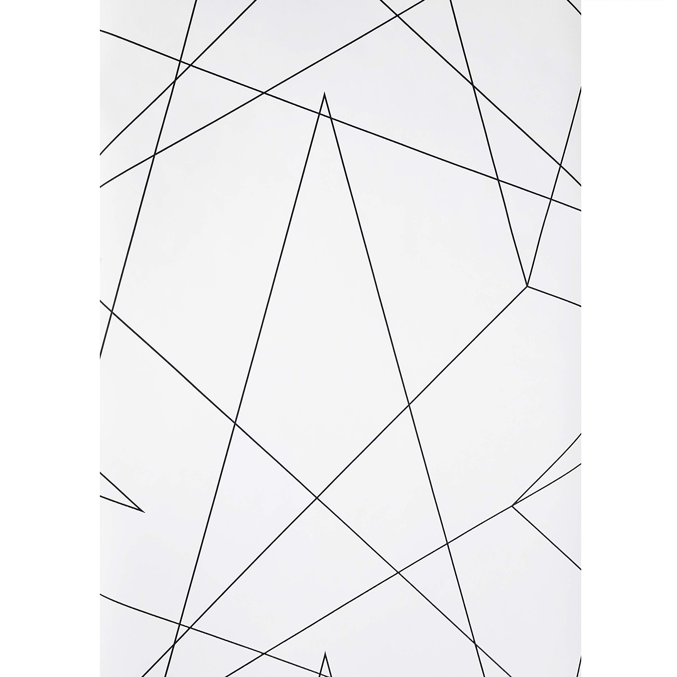 Modern Black and White Fractal Triangle Geometric Lines Wallpaper - Double Rolls for Home Wall Coverings | Perfect for Living Room, Bedroom & Office Decor