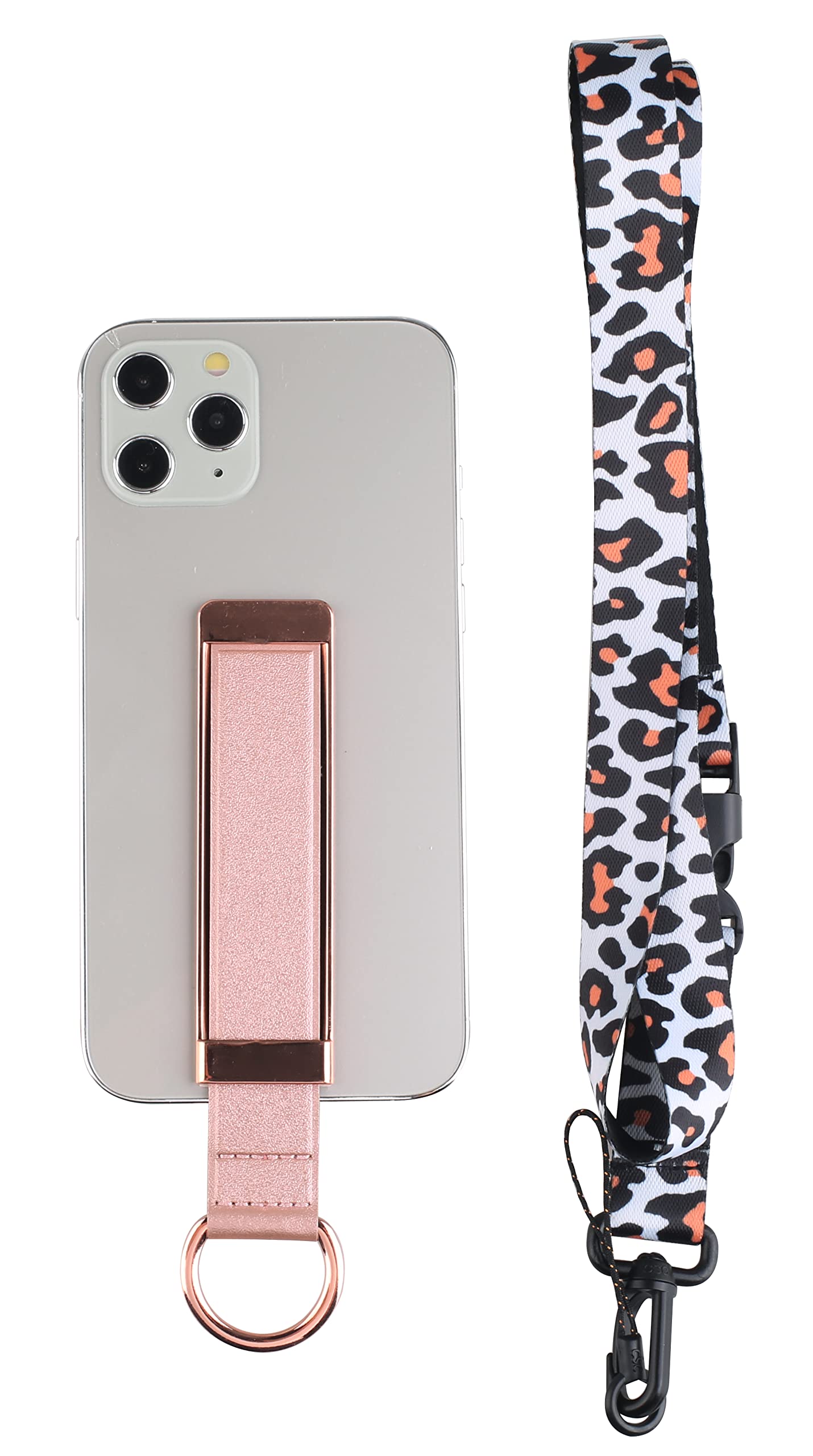 Universal Phone Grip Holder with Finger Loop & Crossbody Strap - Compatible with iPhone & Most Phone Cases (Rose Gold) | Perfect for Hands-Free Use, Gym, Shopping & Travel