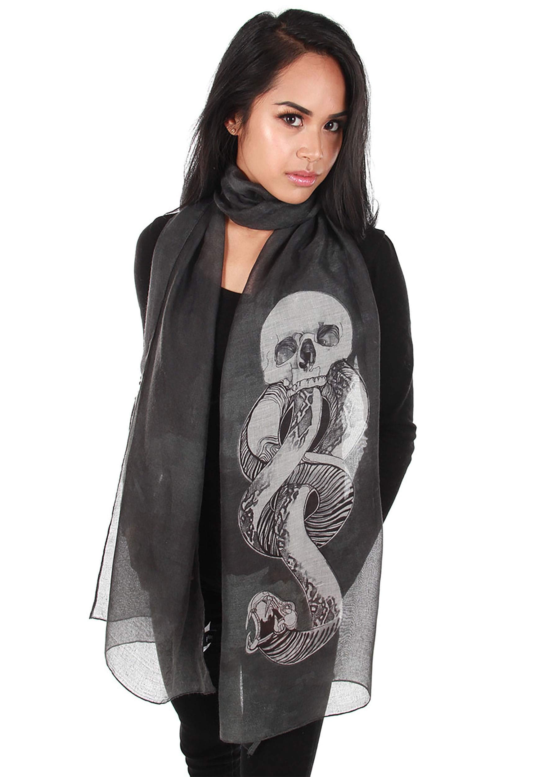 Voldemort Dark Mark Lightweight Scarf - Harry Potter Inspired Printed Wizarding World Accessory for Cosplay, Halloween & Potterhead Fashion