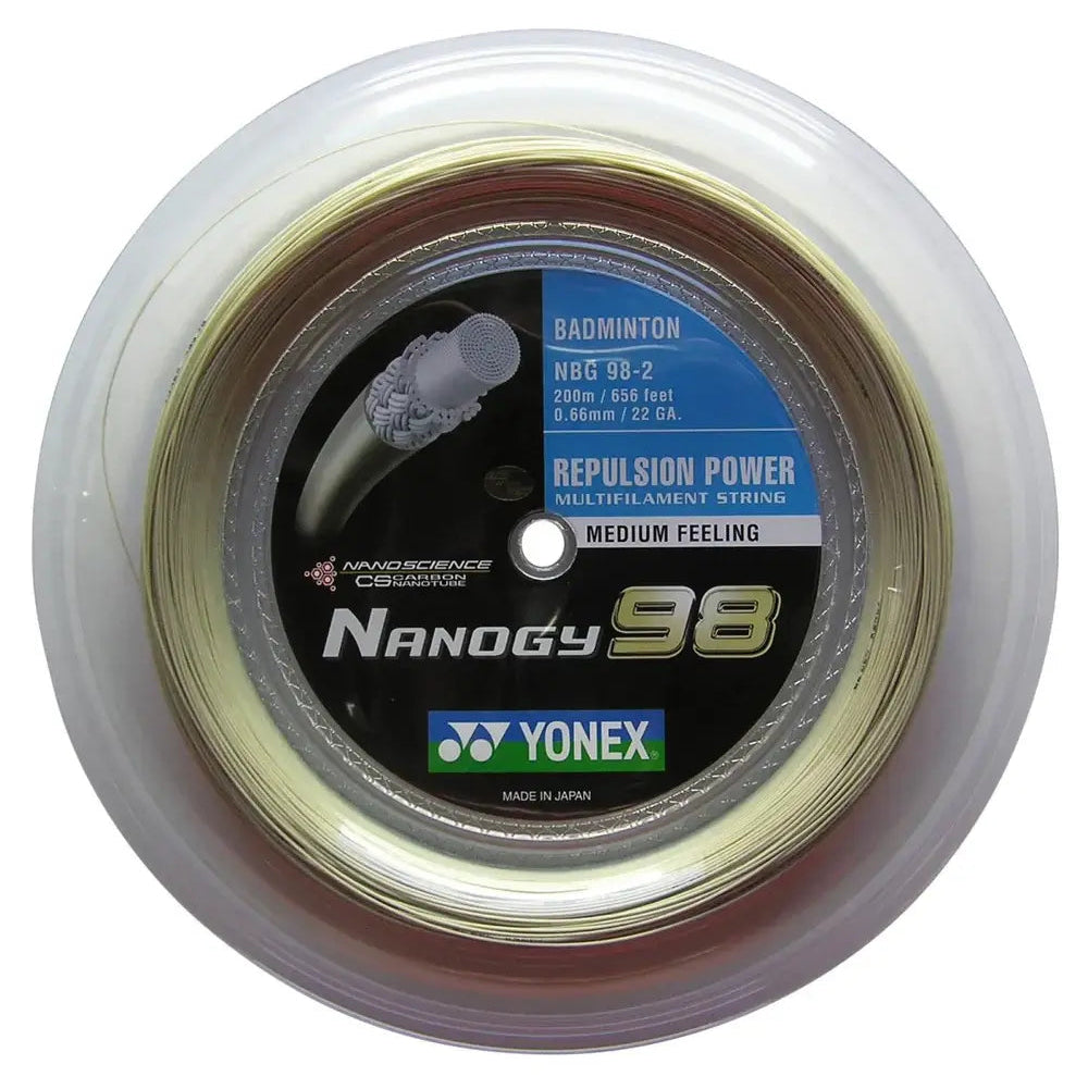 Yonex Nanogy 98 Badminton String [200m Reel] - High Performance Badminton Racket String for Tournament Play & Training