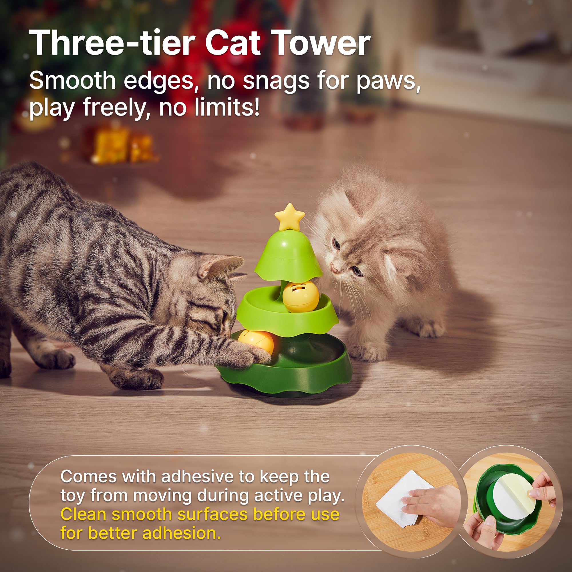 Potaroma Mini Cat Toys with Catnip - 2-Level Roller Turntable with 2 Balls for Interactive Play, Indoor Exercise & Stimulation for Kittens (5.5 Inches) - Perfect for Solo Play, Bonding & Keeping Cats Active