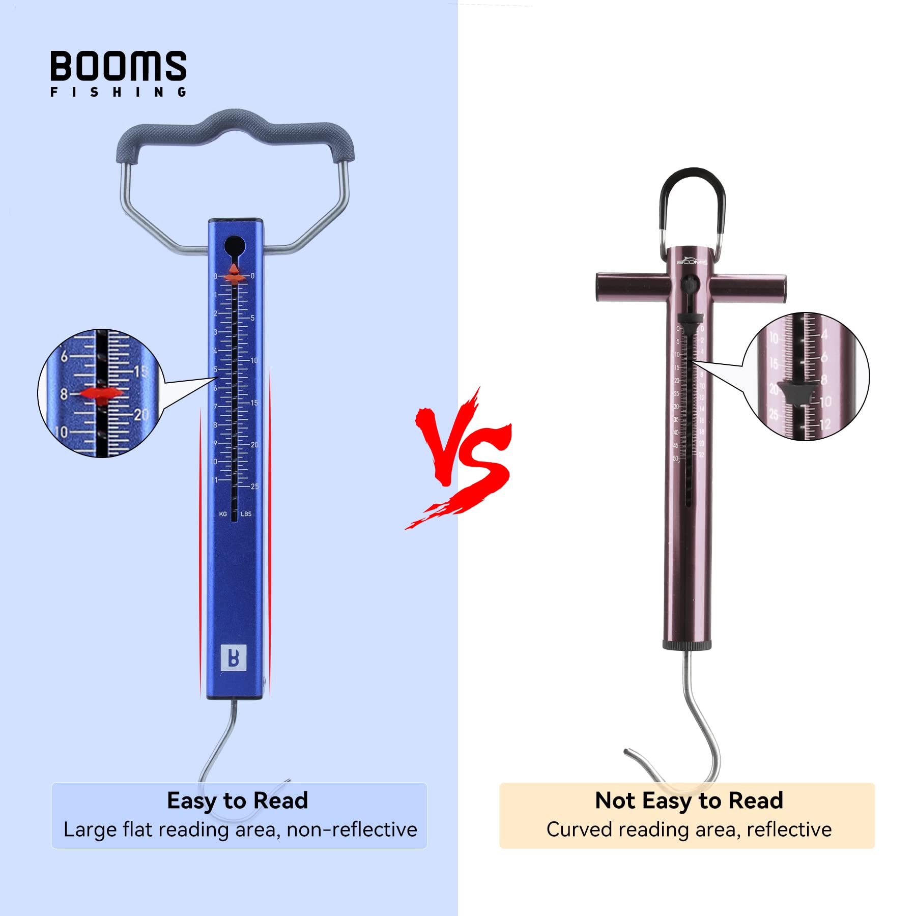 Booms Fishing TS2 Aluminum Fish Scale - 50lbs for Hooks & Rigs Tension - Perfect for Fishing & Luggage
