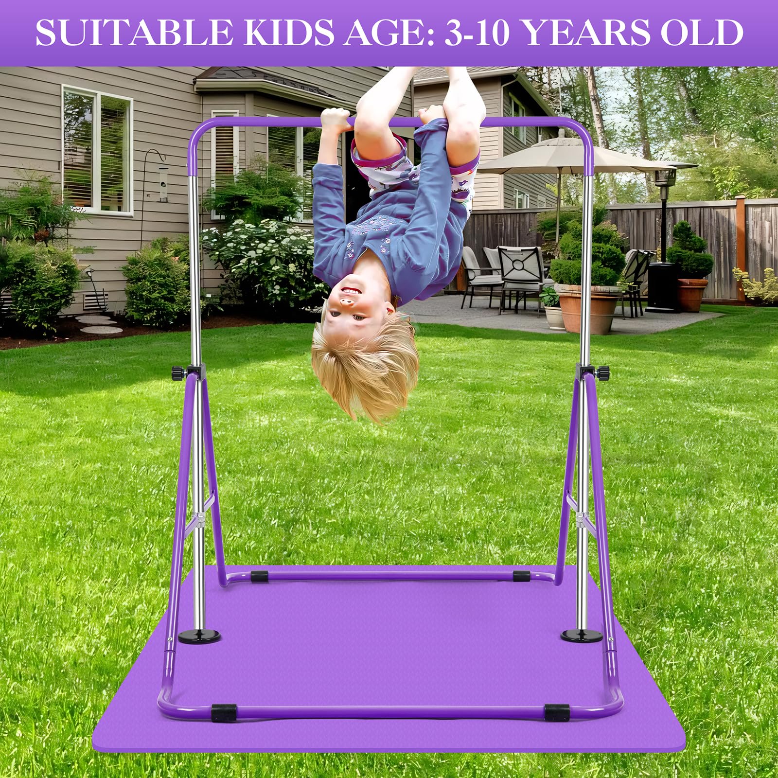 Adjustable Gymnastics Bars for Kids - Foldable Training Equipment for Home Gym