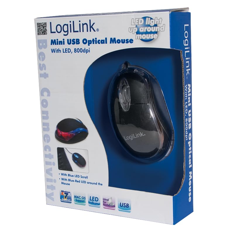 Wireless USB Optical Mini Mouse with Blue LED Light - Portable & Ergonomic Design for Laptop, PC, Mac - Perfect for Office, Gaming & Travel Use
