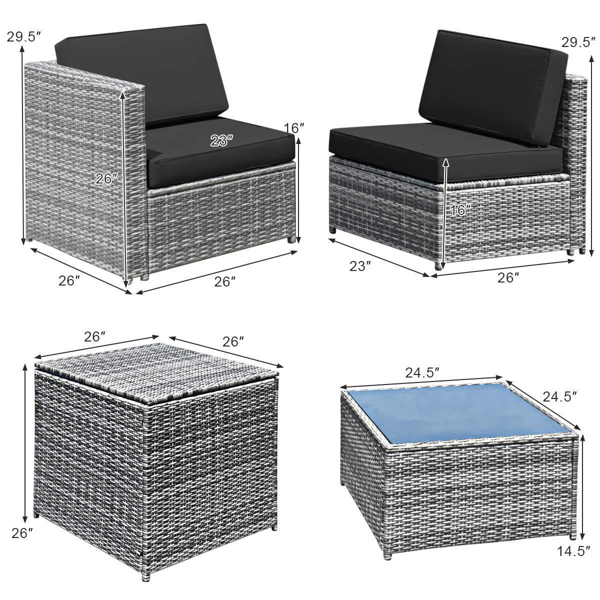 8-Piece Outdoor Patio Furniture Set - Rattan Wicker Sectional Sofa with Coffee Table, Cushions & Storage Box for Garden, Backyard, Poolside | Durable All-Weather Conversation Set for Relaxing & Entertaining