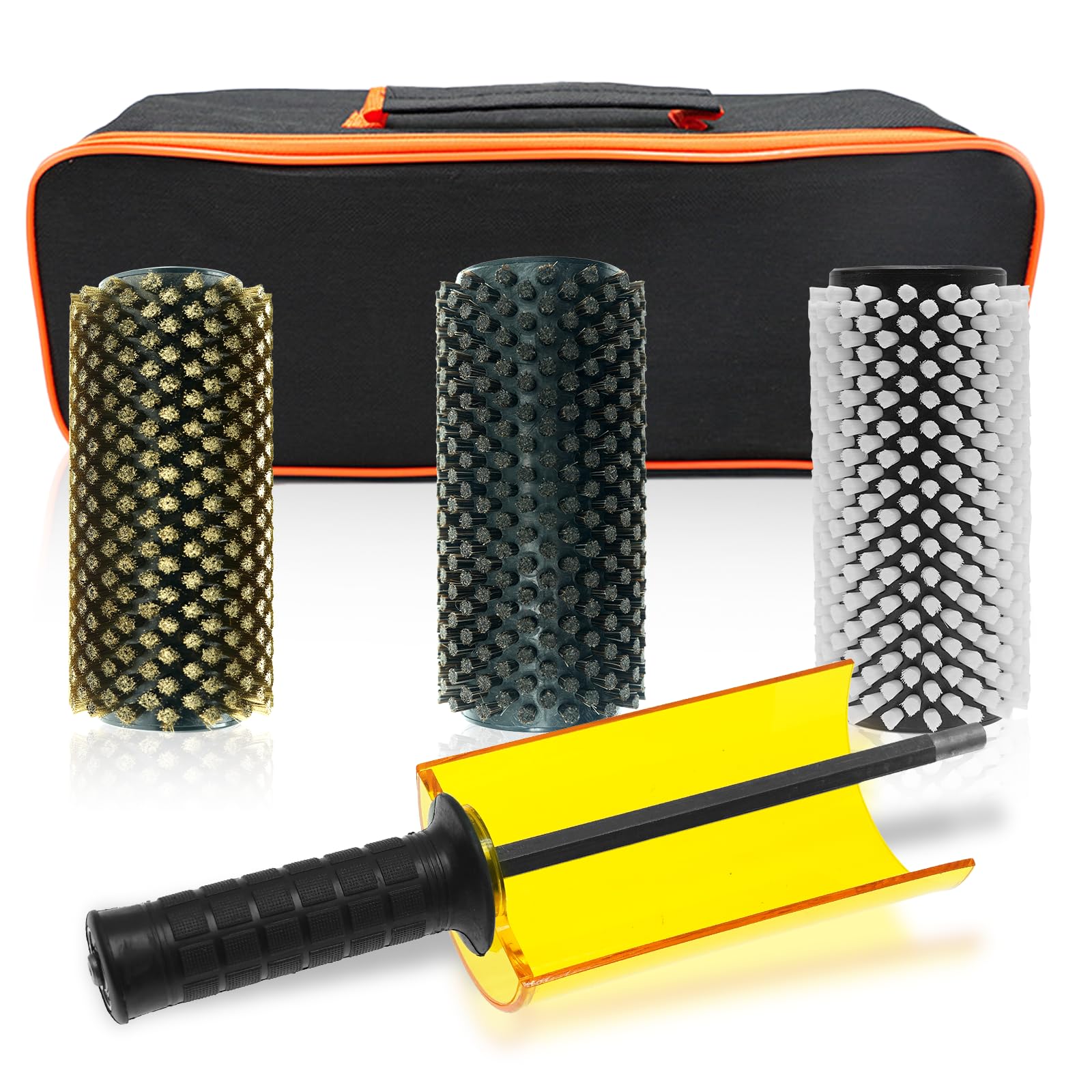 150mm Ski & Snowboard Wax Brush Kit - Nylon, Brass & Horsehair Brushes with Roto Handle for Easy Waxing - Perfect for Ski & Snowboard Maintenance at Home or on the Go