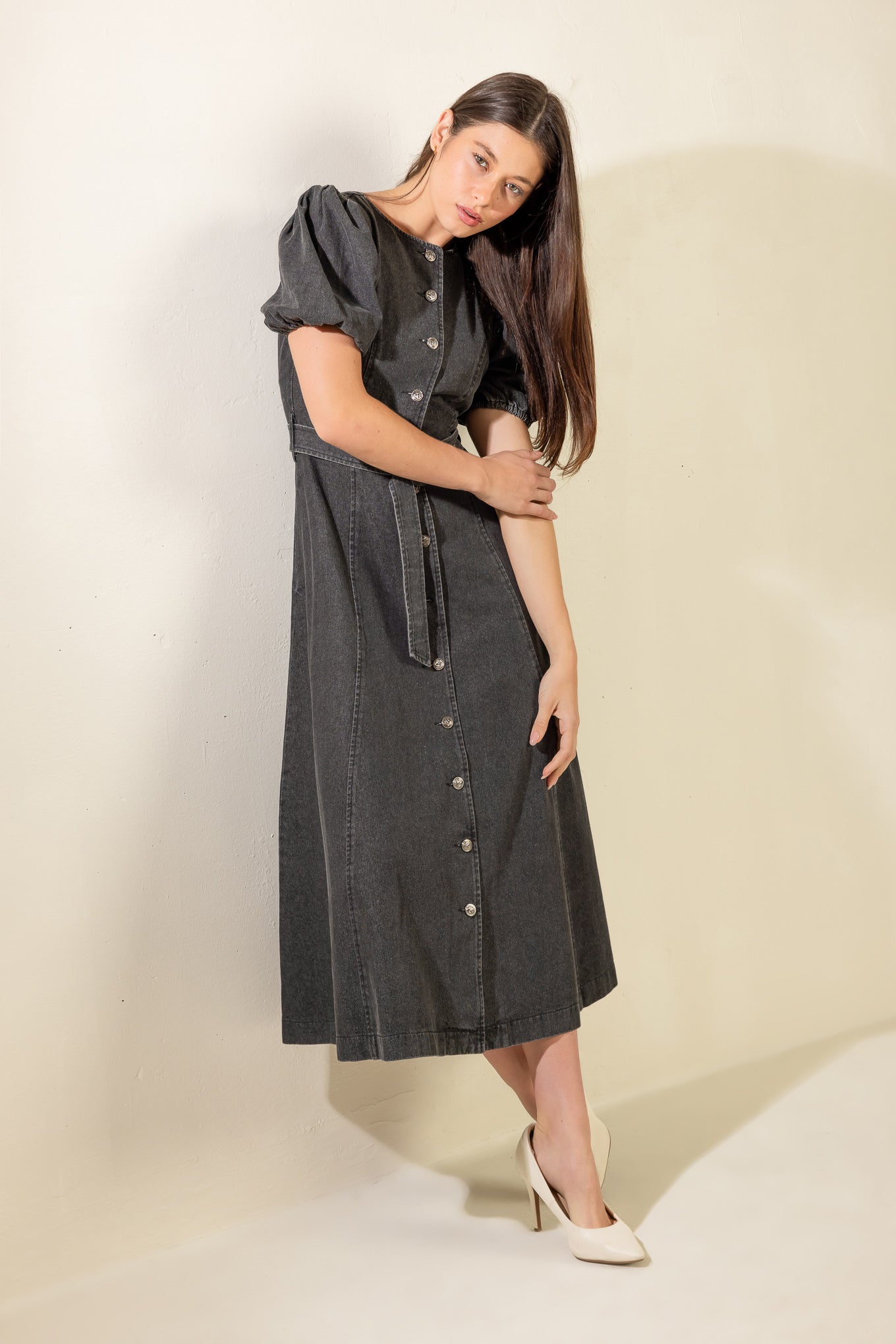 Stylish Black Denim Midi Dress for Women | Trendy Casual & Party Outfit | Perfect for Date Night, Office Wear & Evening Events