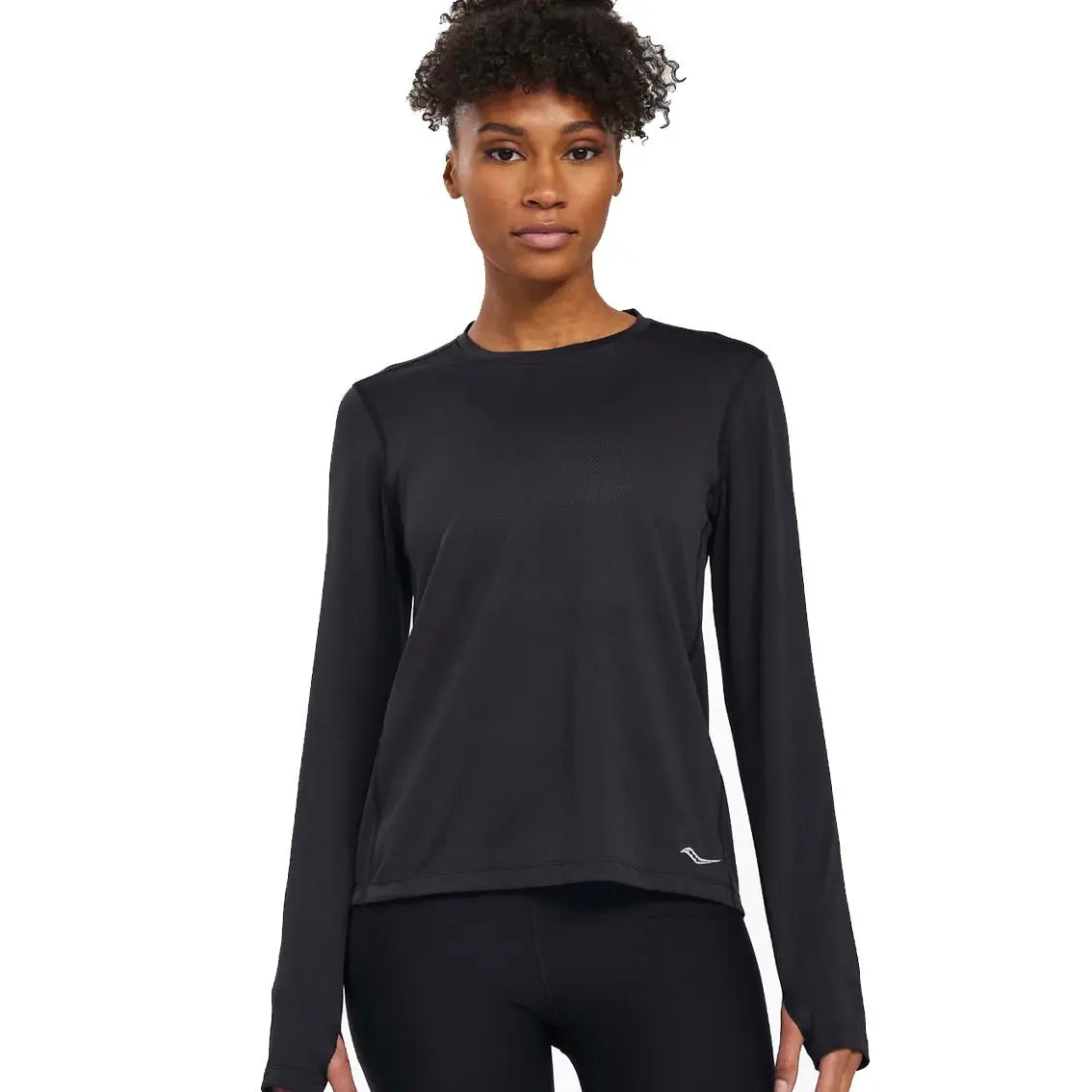 Women's Saucony x Run Club Stopwatch Long Sleeve Running Shirt - Black | Performance Workout Top for Jogging, Gym & Outdoor Training