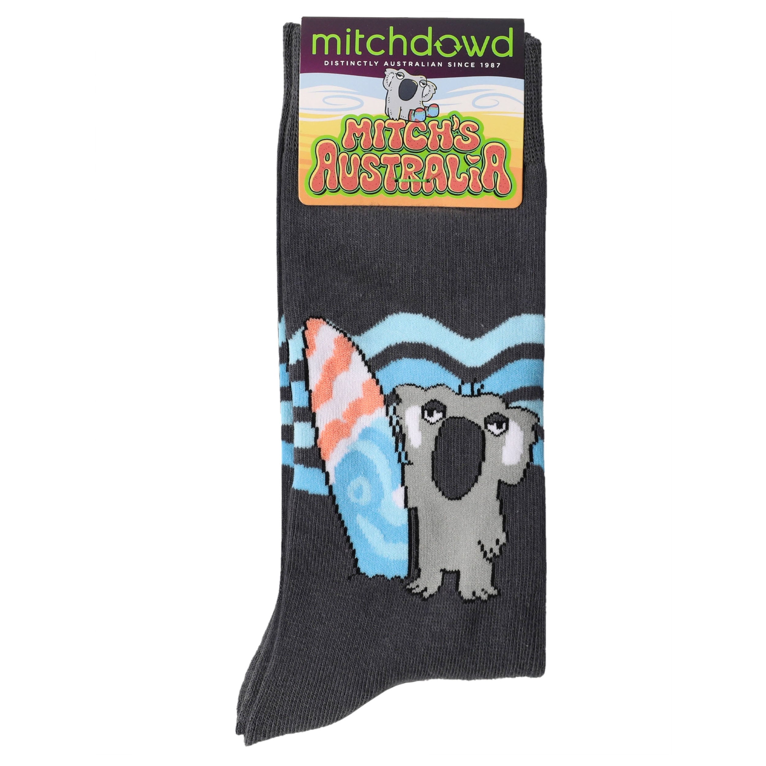 Premium Men's Koala Cotton Crew Socks - Soft & Breathable Charcoal Grey Casual Socks for Everyday Wear, Work & Outdoor Activities