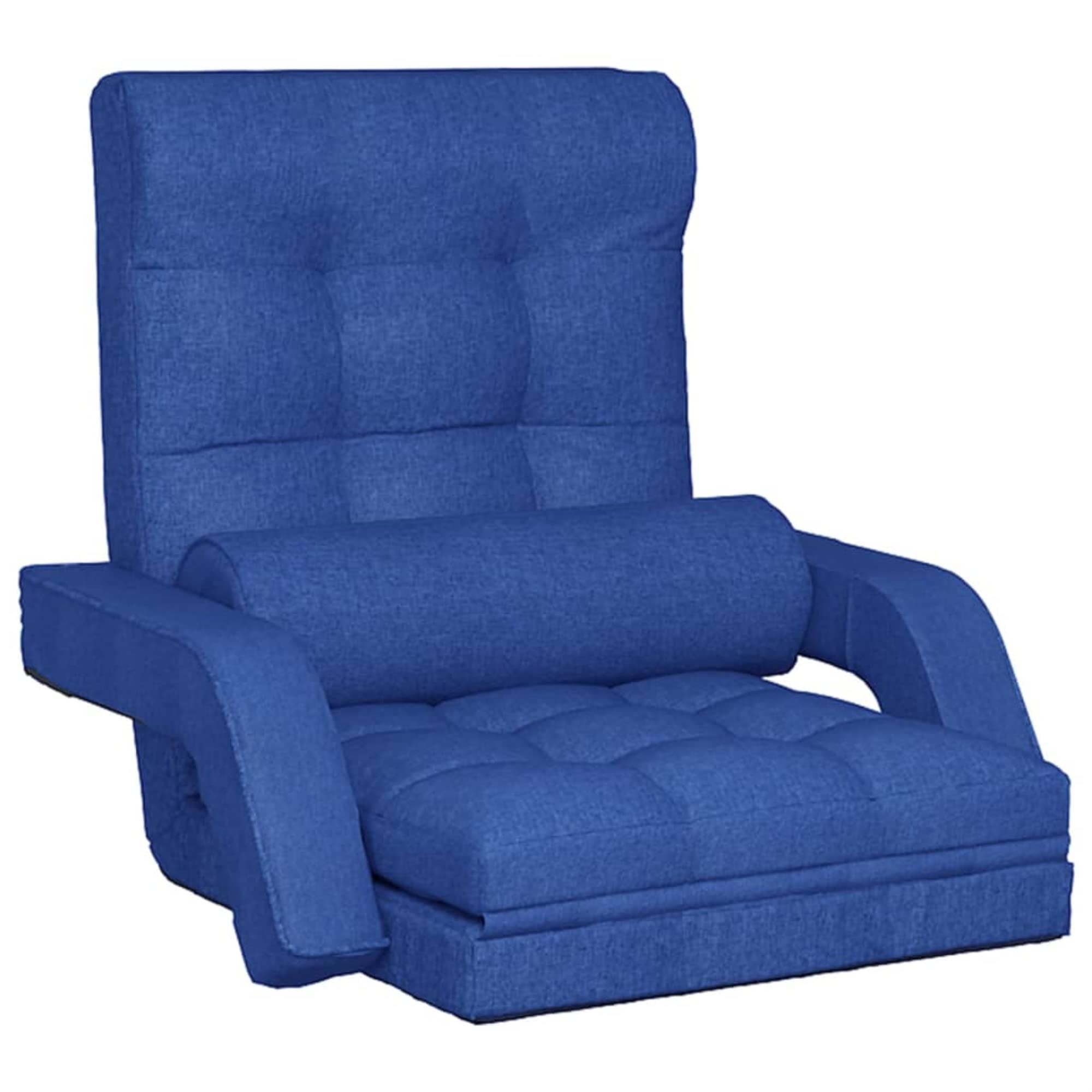 Furniking Foldable Floor Chair with Bed Function - Blue Fabric Sofa for Small Spaces, Living Room, Bedroom & Dorm - Convertible Lounger for Reading, Relaxing & Napping